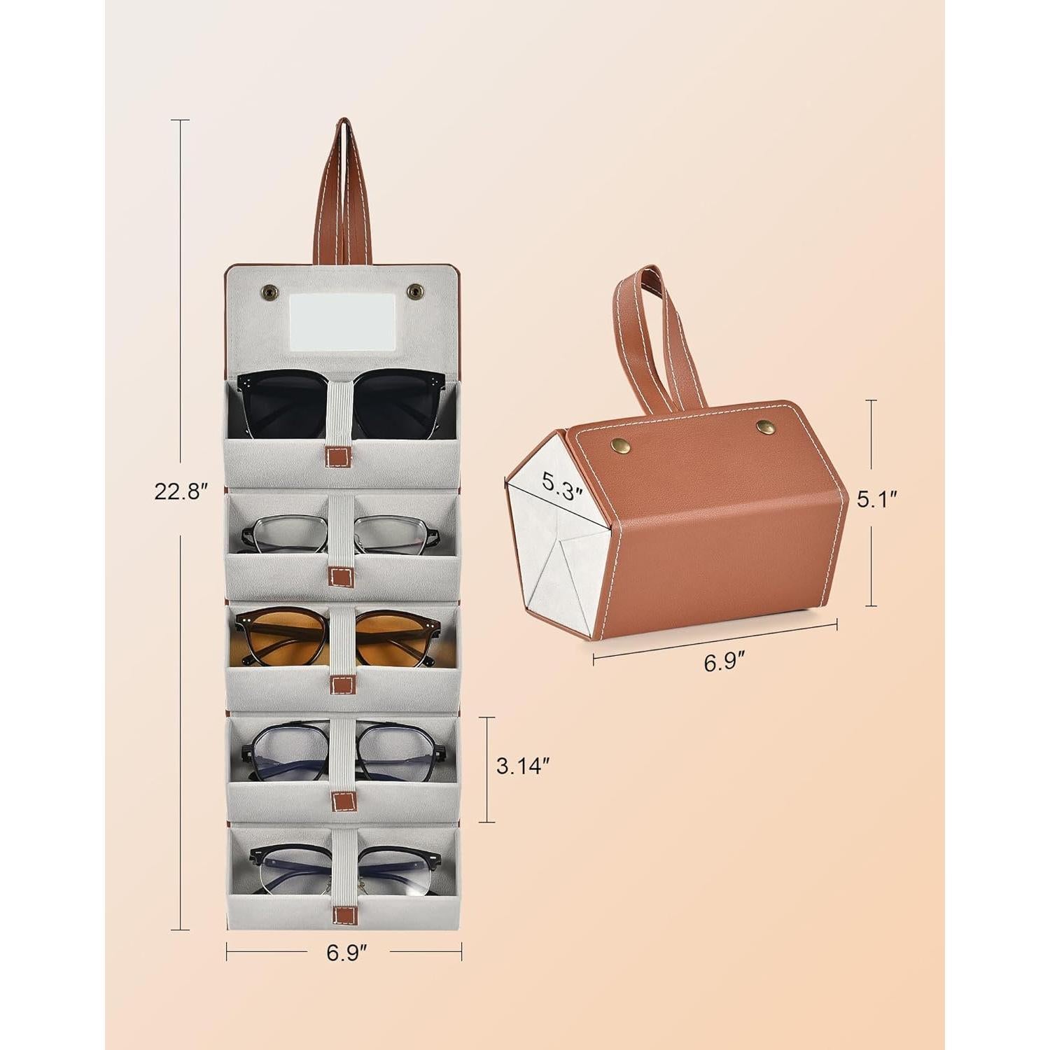 Organizador de Gafas de Sol CO-Z Plegable 5 Ranuras Marrón