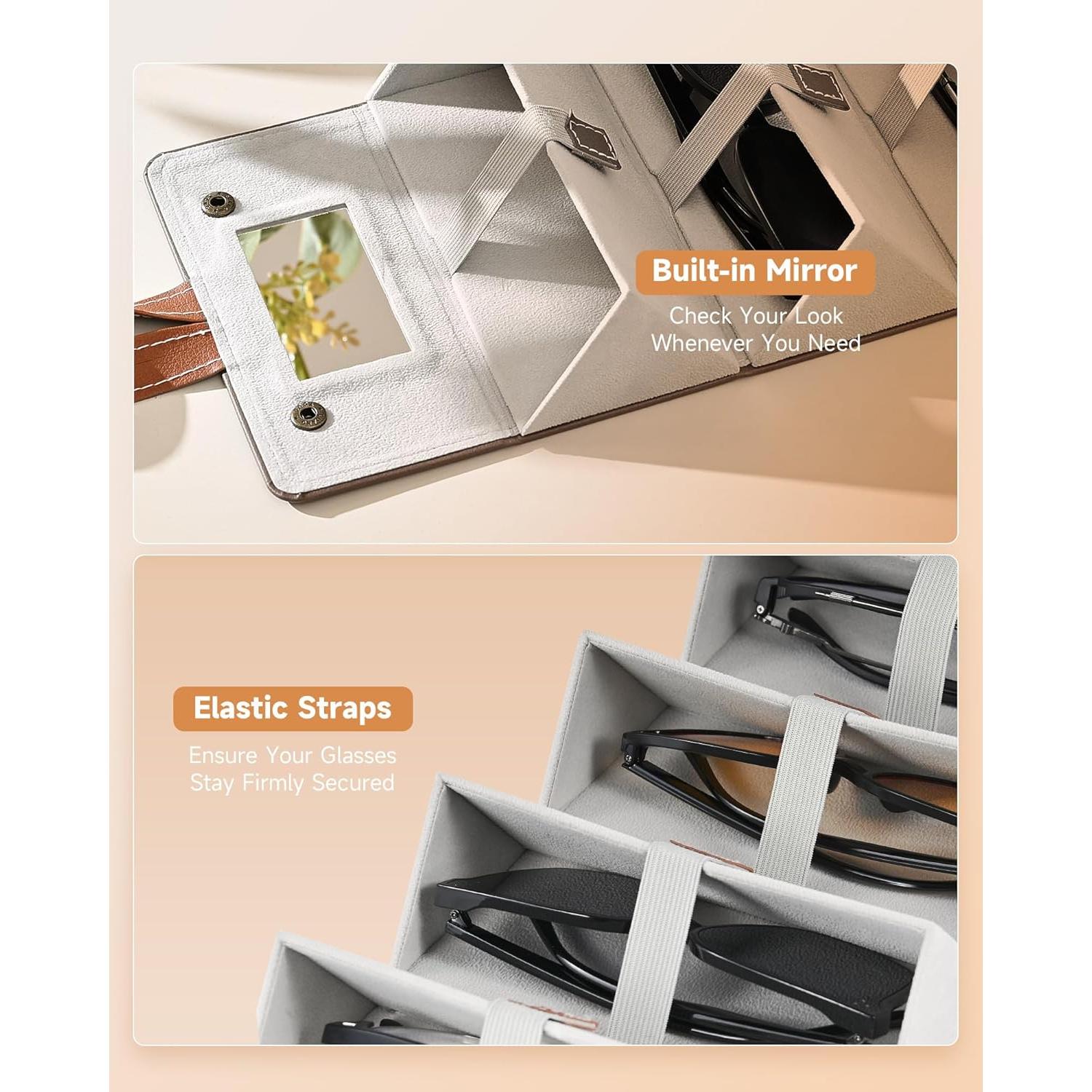 Organizador de Gafas de Sol CO-Z Plegable 5 Ranuras Marrón