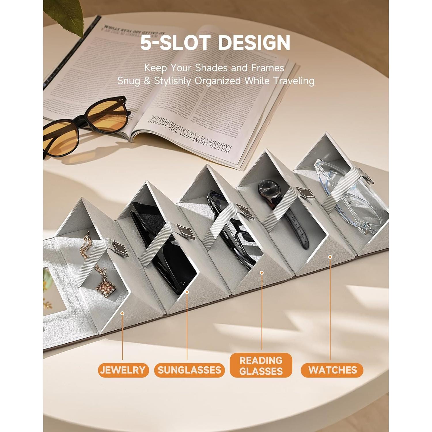 Organizador de Gafas de Sol CO-Z Plegable 5 Ranuras Marrón