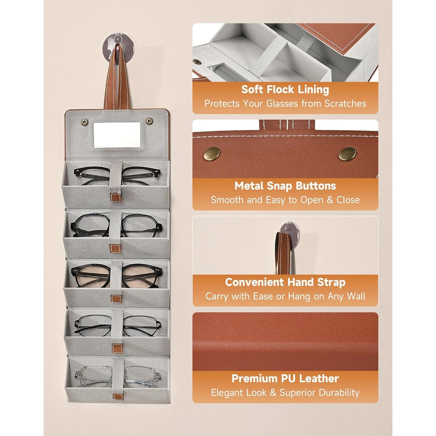 Organizador de Gafas de Sol CO-Z Plegable 5 Ranuras Marrón