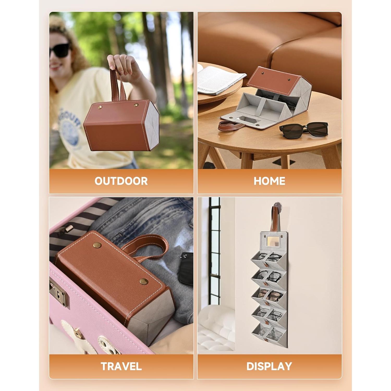 Organizador de Gafas de Sol CO-Z Plegable 5 Ranuras Marrón