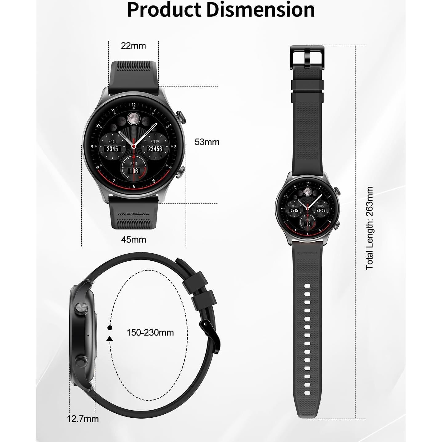 Reloj Inteligente RIVERSONG Motive 7C Negro 1.52" Fitness