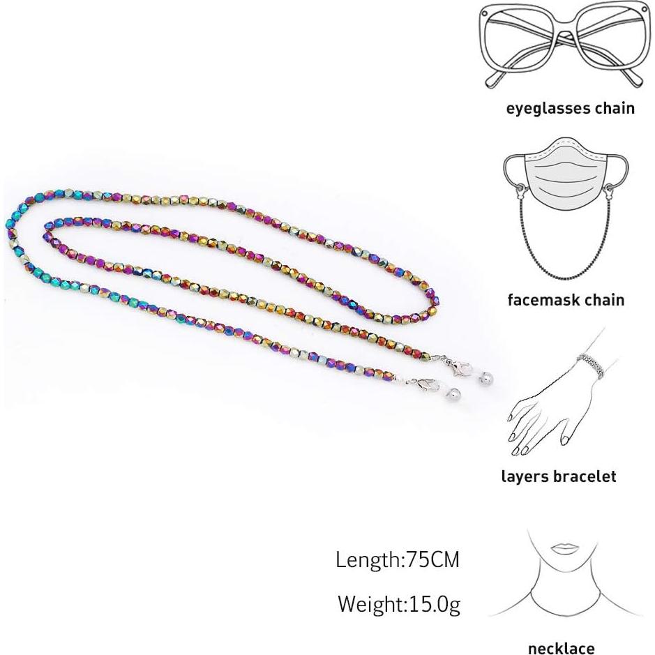 Cadena de Gafas KAI Colorida 70cm con Cuentas de Vidrio