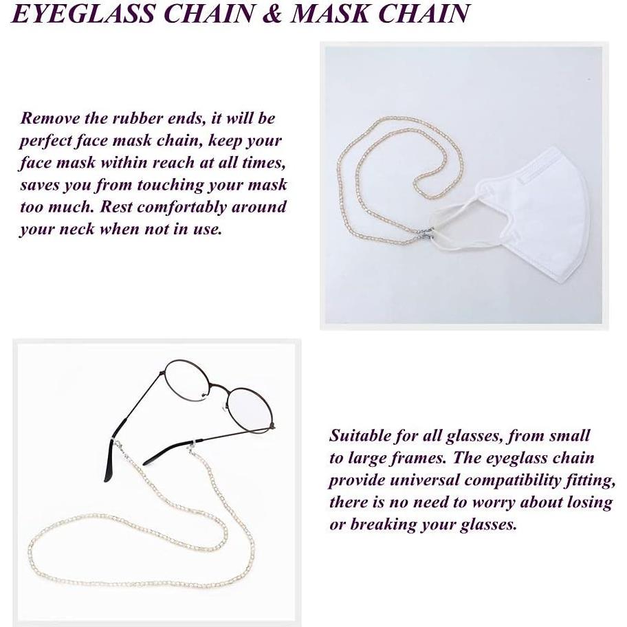 Cadena de Gafas KAI 70cm Perlas de Moda para Gafas y Más