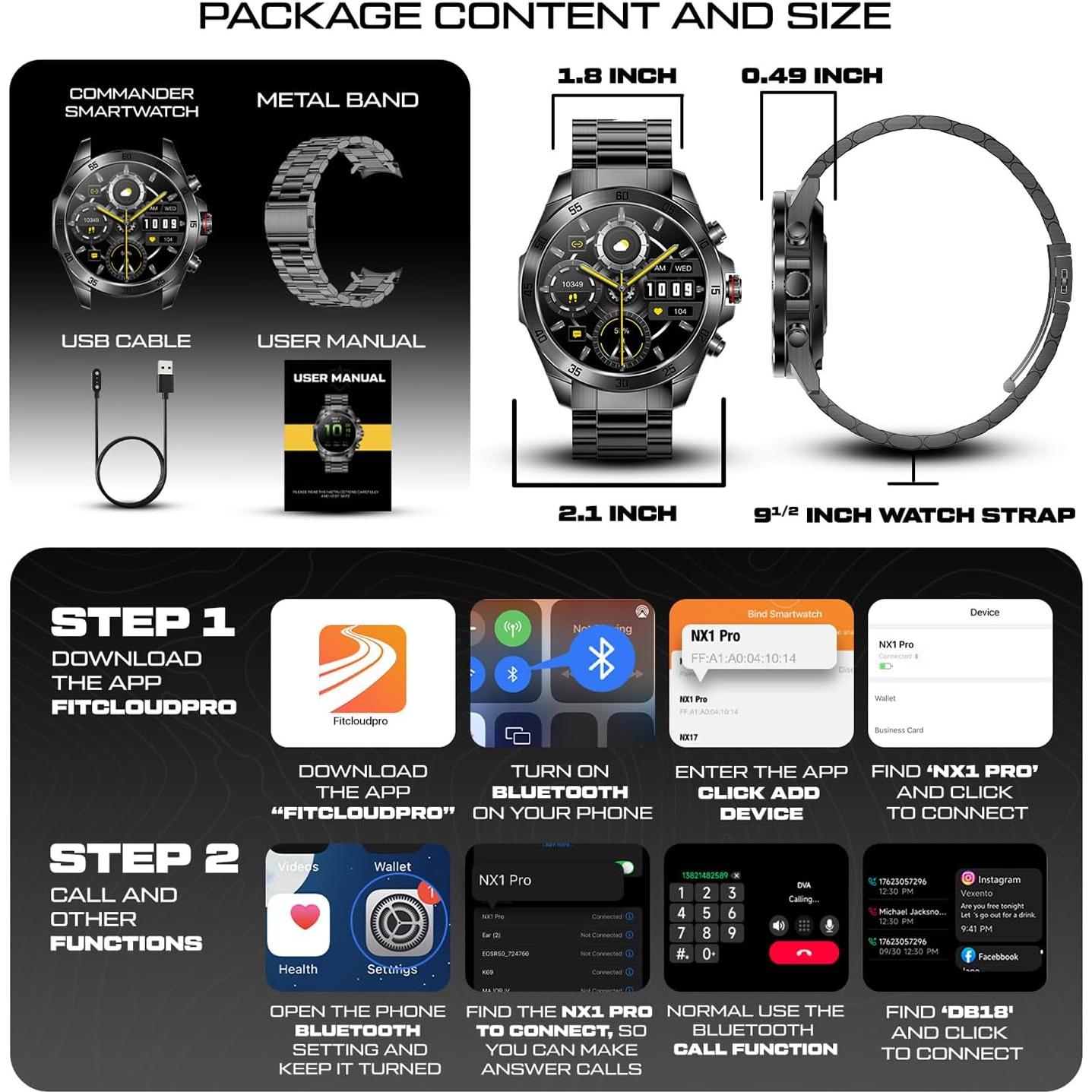 Reloj Inteligente Militar AlphaGear Commander 1.43" AMOLED