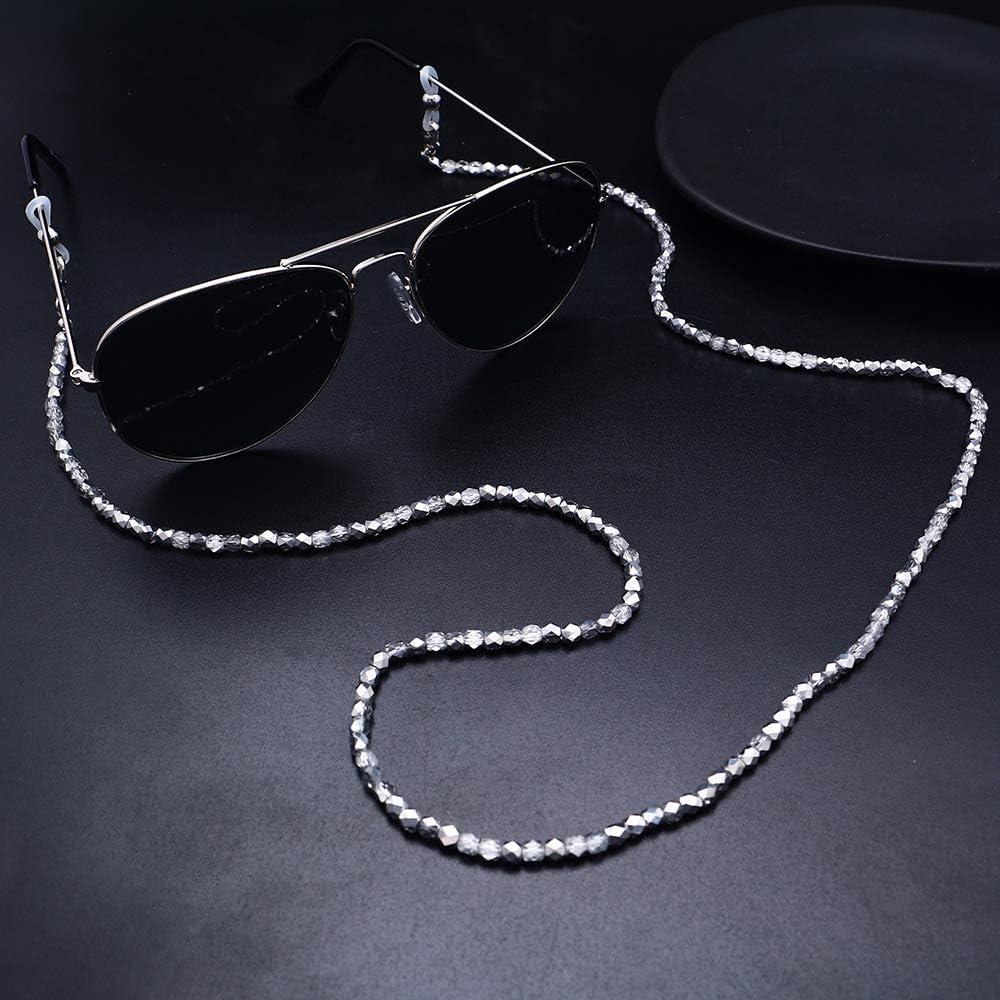 Cadena de Gafas KAI 70cm Cuentas de Vidrio Plateadas