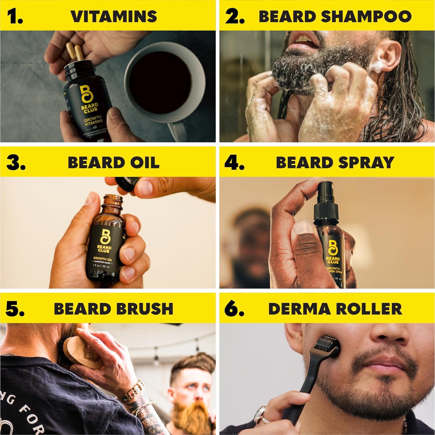 Kit Crecimiento Barba The Beard Club - Rodillo, Aceite, Champú