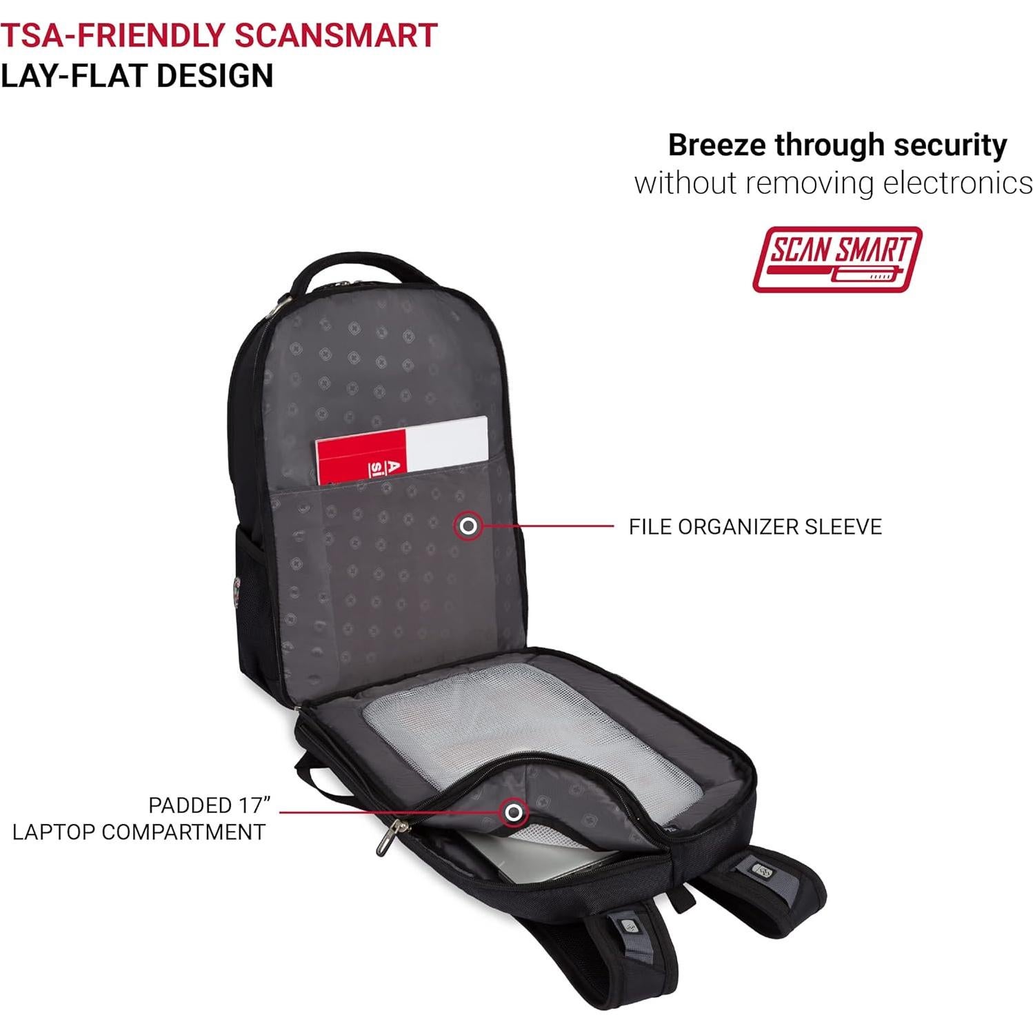 Mochila SwissGear SA1908 Negra para Laptop 17" TSA ScanSmart