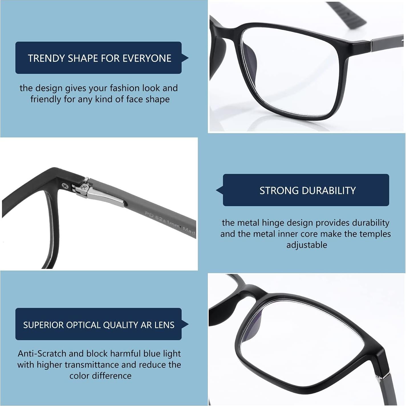 Gafas de lectura Bluemoky con luz azul para hombres