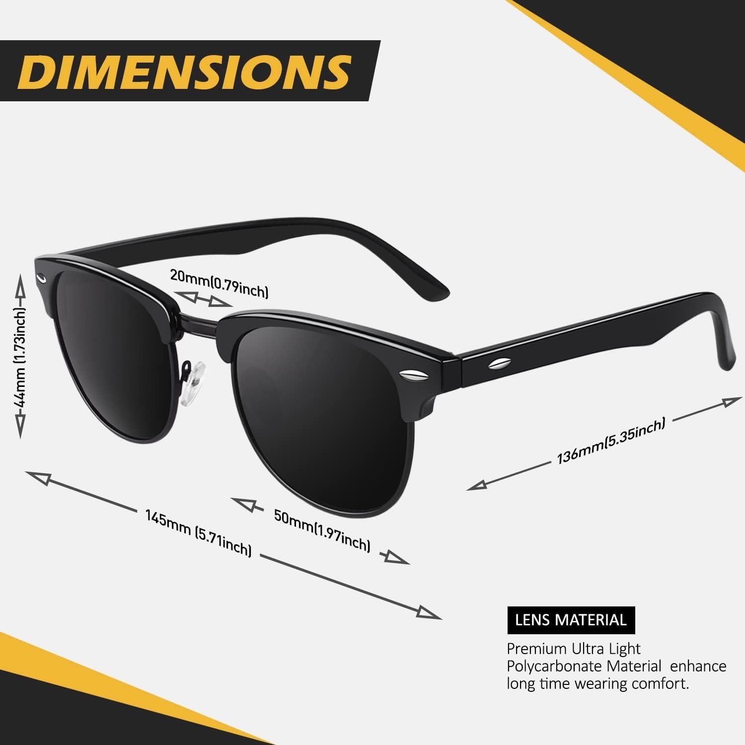 Gafas de sol polarizadas LINVO semimontura UV para hombres y mujeres