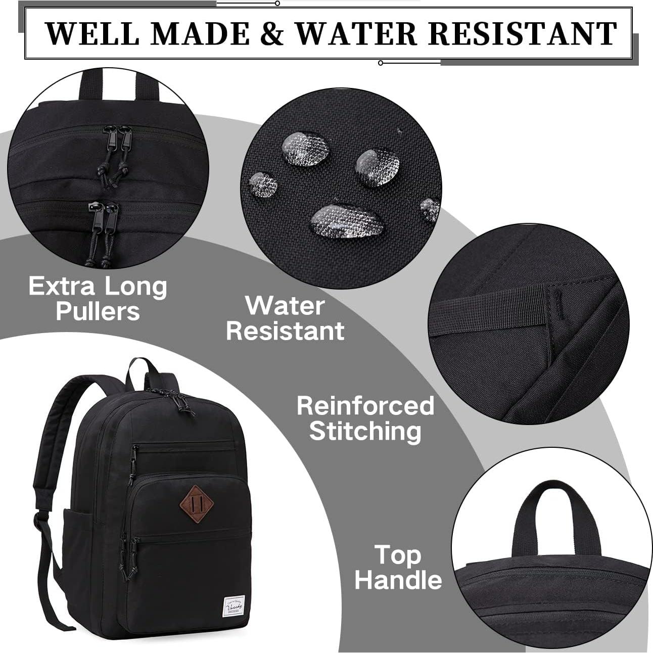 Mochila Escolar Unisex VASCHY Negra 21L para Libros y Viajes