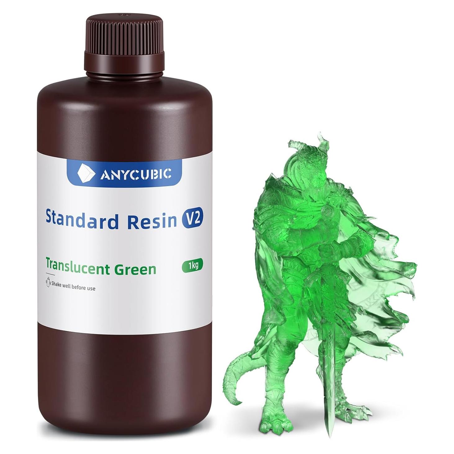 Resina 3D ANYCUBIC Estándar V2 1 kg Verde Claro Baja Olor