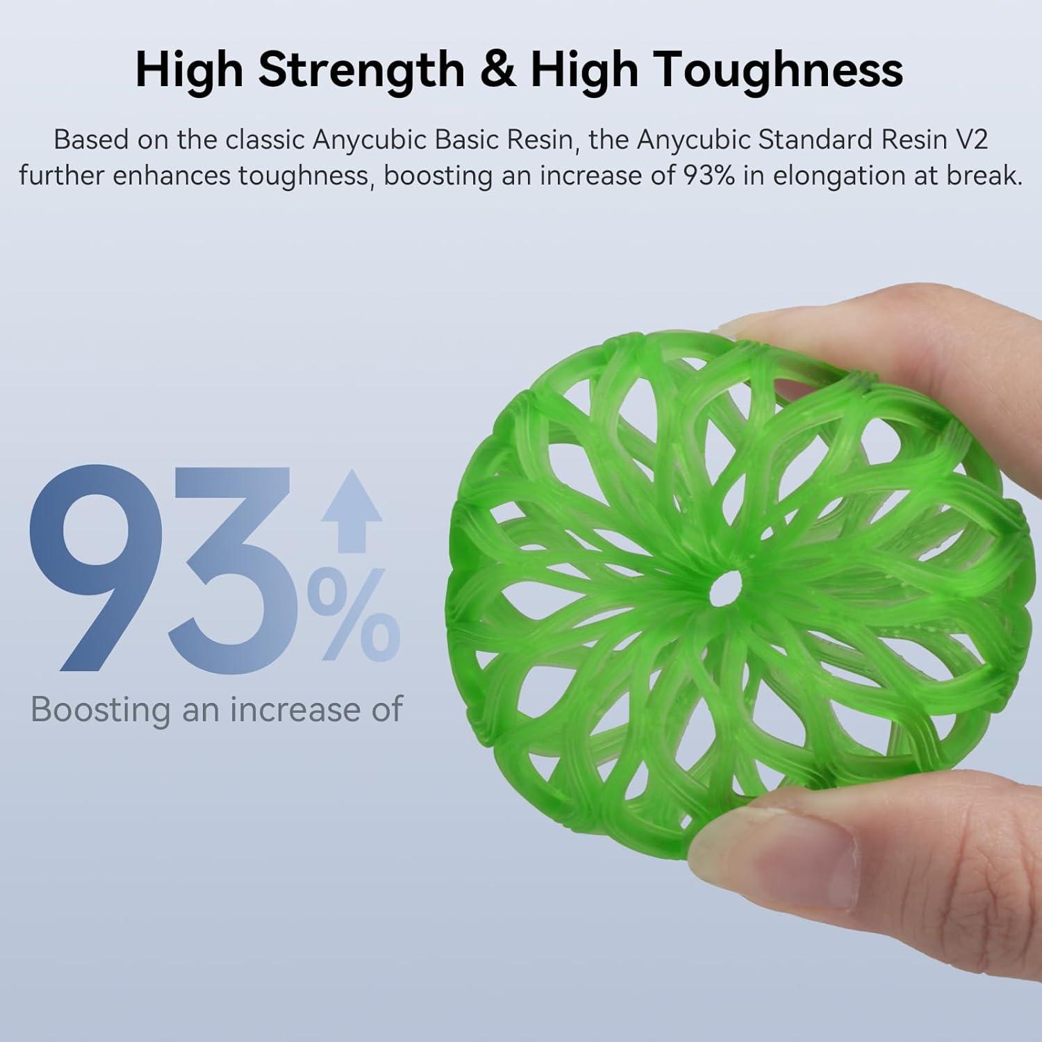 Resina 3D ANYCUBIC Estándar V2 1 kg Verde Claro Baja Olor