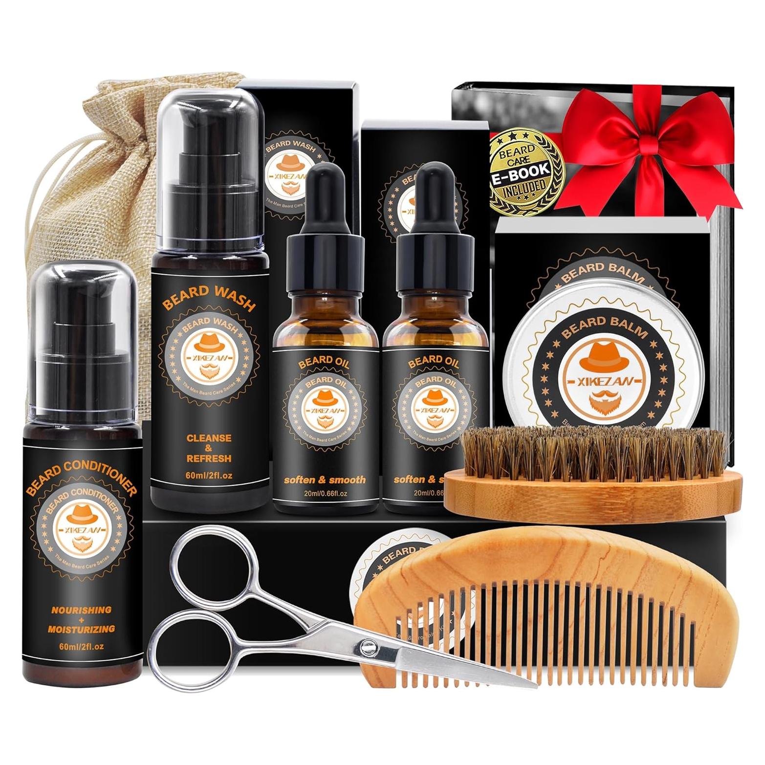 Kit de Cuidado de Barba XIKEZAN con Jabón, Aceite y Peine