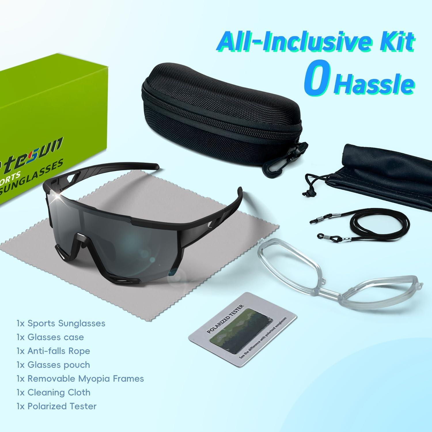 Gafas de sol deportivas Ptesun TAC Gray UV400 polarizadas