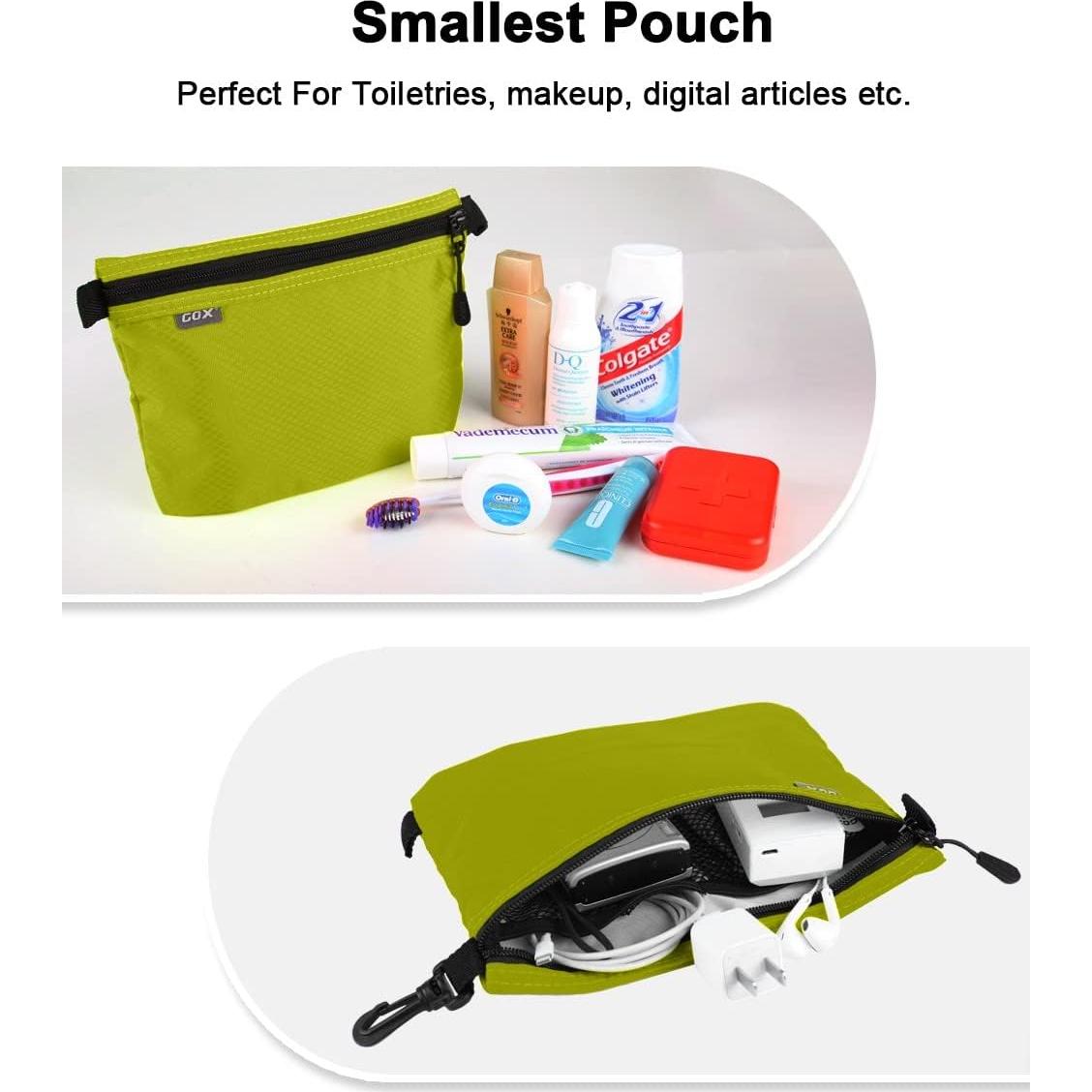 Bolsa de Aseo de Viaje GOX 3 Piezas Nylon Verde Organizador