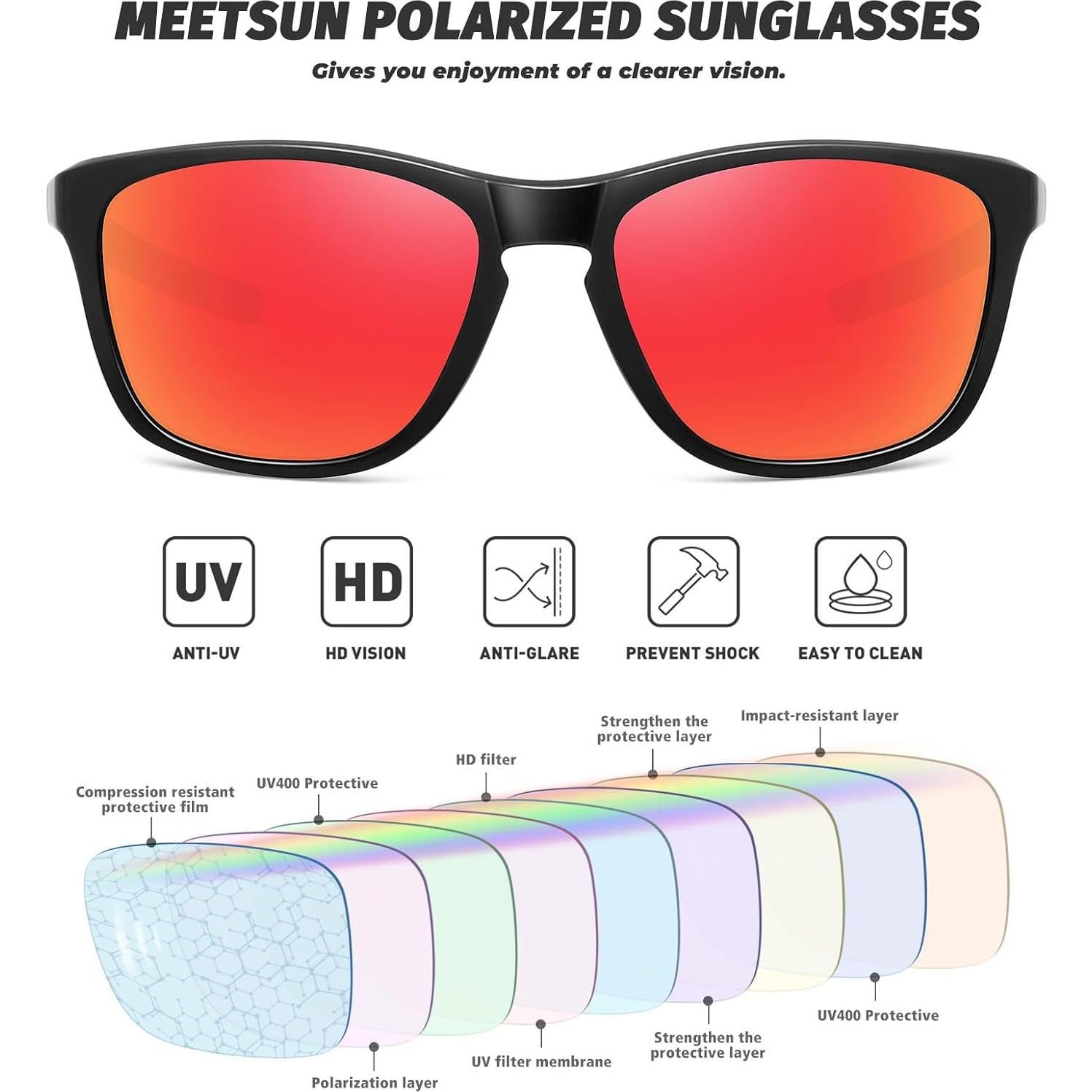 Gafas de sol deportivas MEETSUN polarizadas UV400 unisex