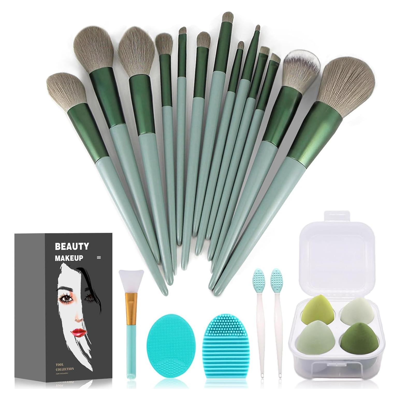 Juego de Brochas de Maquillaje Koccido 22 Piezas Verde