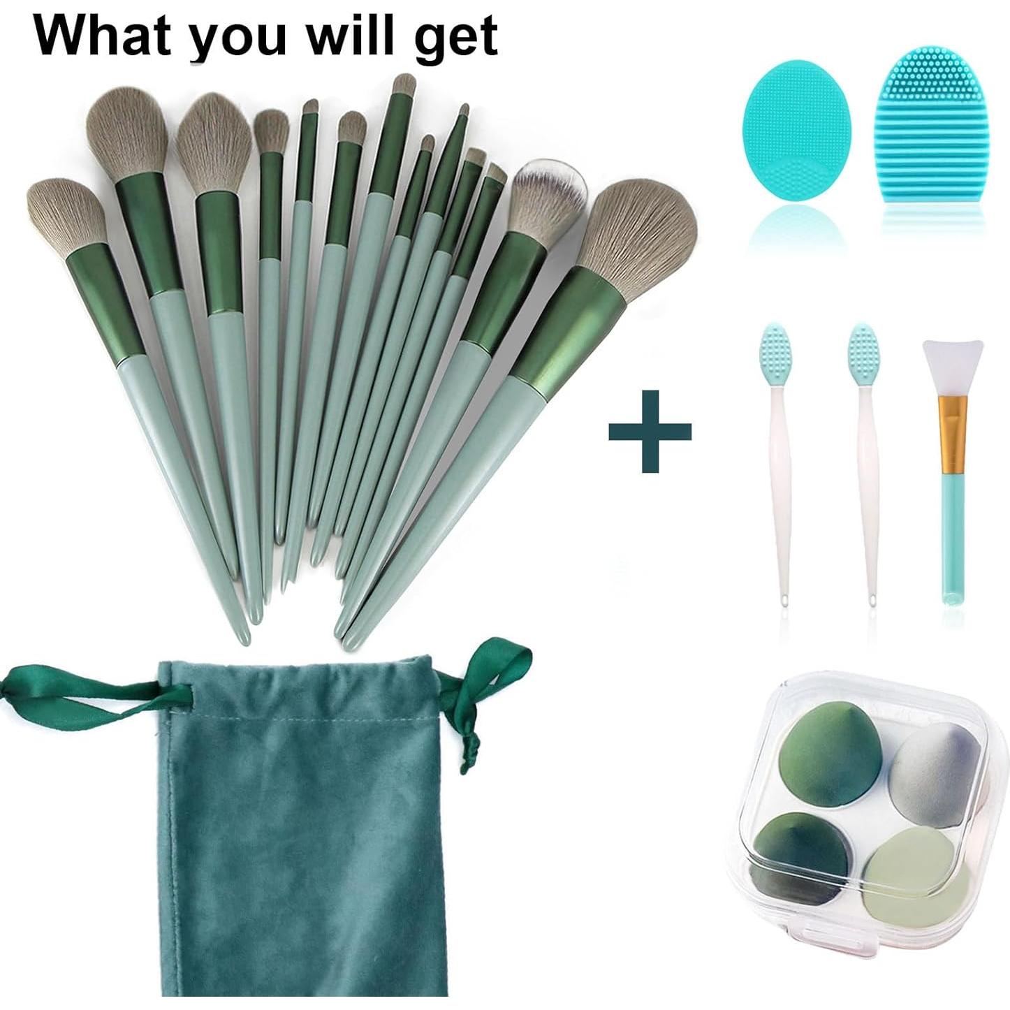 Juego de Brochas de Maquillaje Koccido 22 Piezas Verde