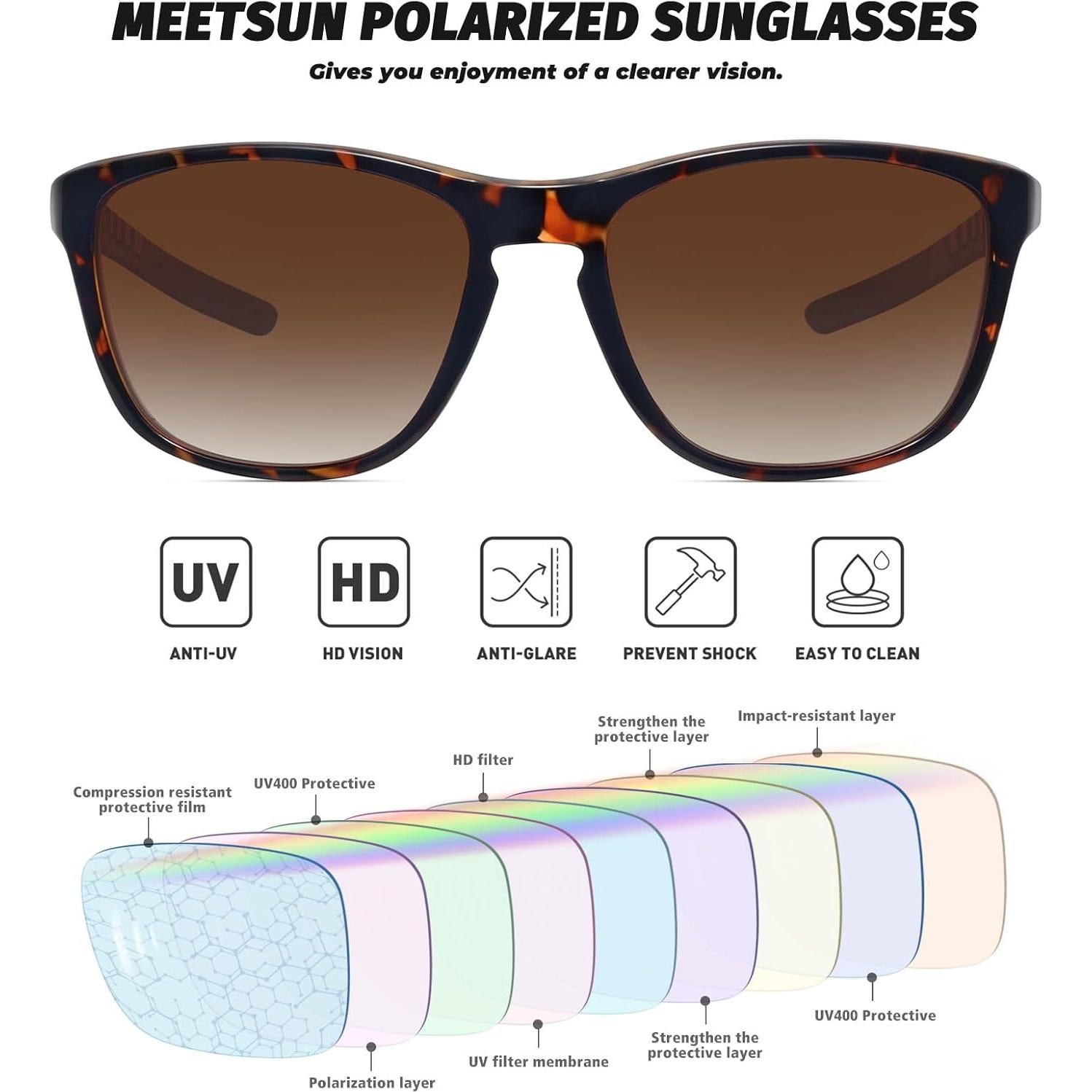 Gafas de Sol Polarizadas MEETSUN UV400 Unisex Deportivo