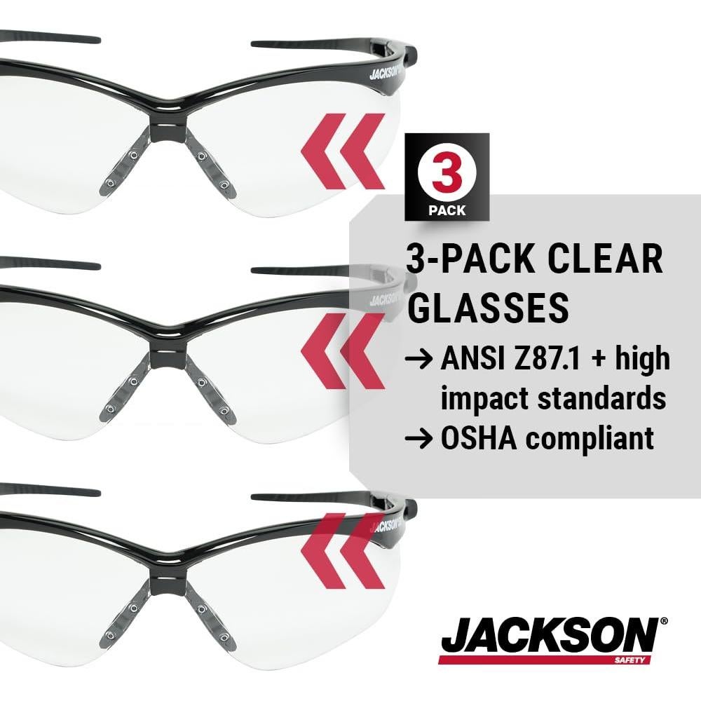 Gafas de Seguridad Jackson SG - Lentes Antirayaduras - 3 Estilos