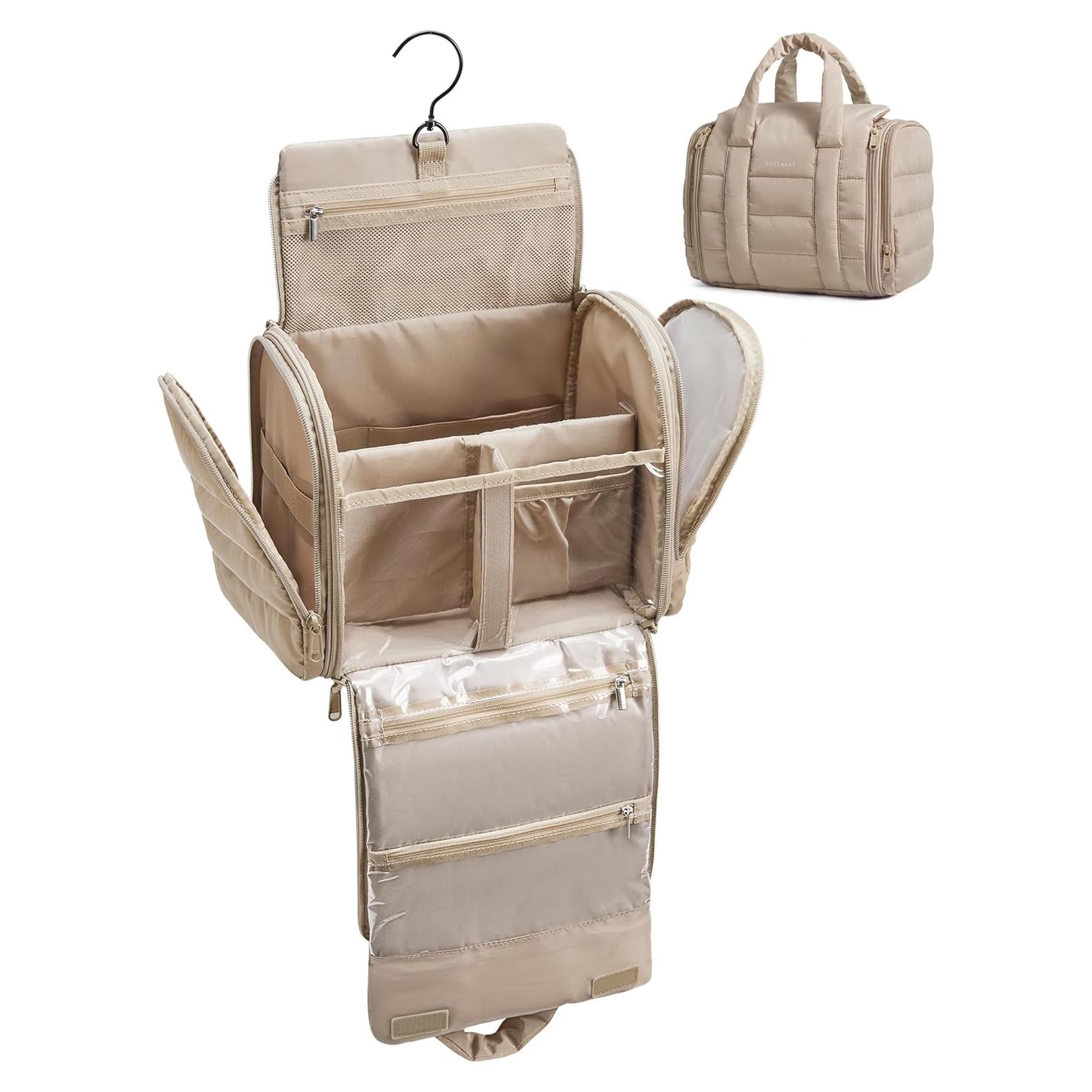 Bolsa de Maquillaje de Viaje BAGSMART Camello Grande 28x18x23cm