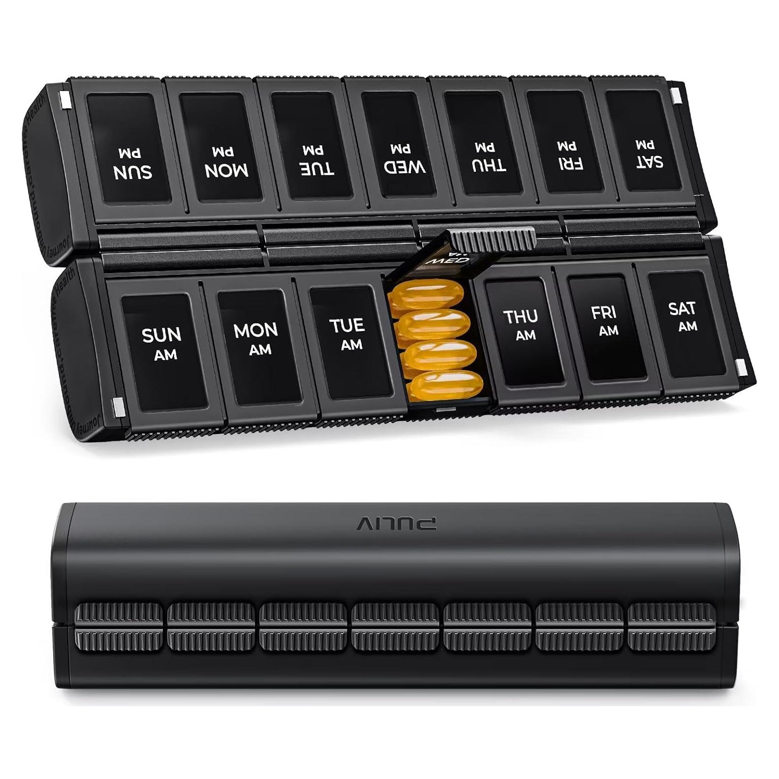 Organizador Semanal de Pastillas PULIV AM PM Plegable 14 Compartimentos