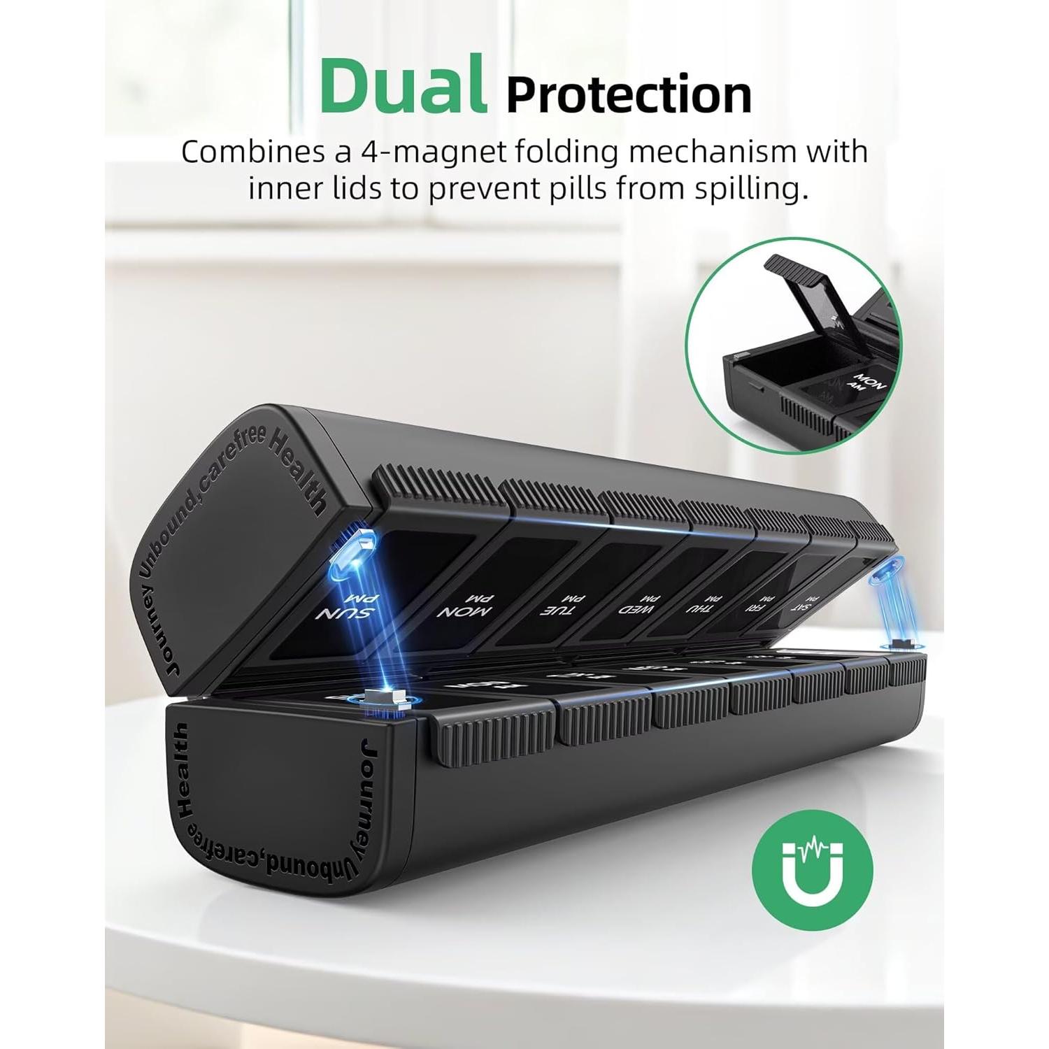 Organizador Semanal de Pastillas PULIV AM PM Plegable 14 Compartimentos