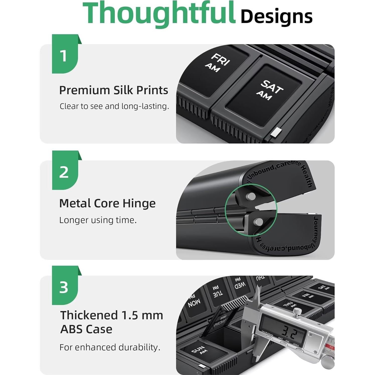 Organizador Semanal de Pastillas PULIV AM PM Plegable 14 Compartimentos