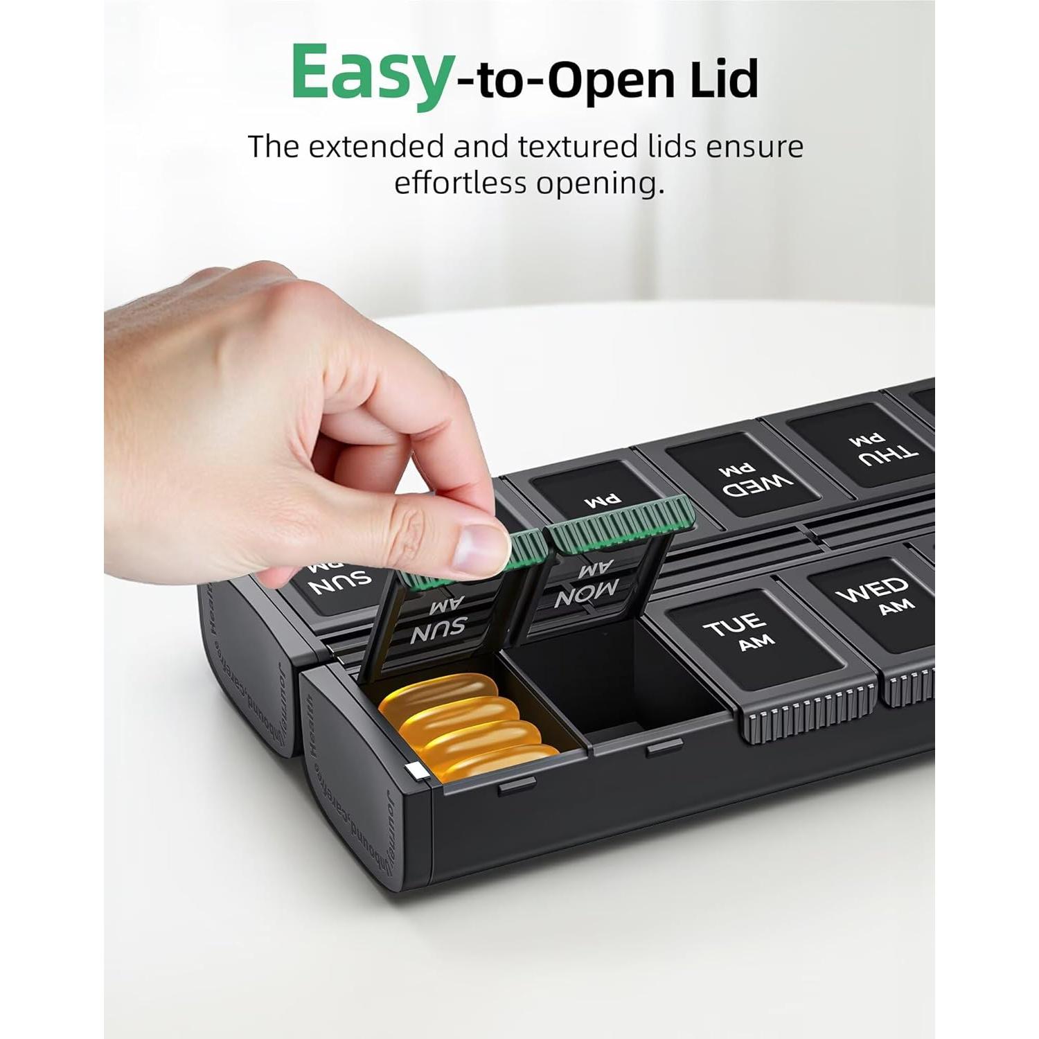 Organizador Semanal de Pastillas PULIV AM PM Plegable 14 Compartimentos