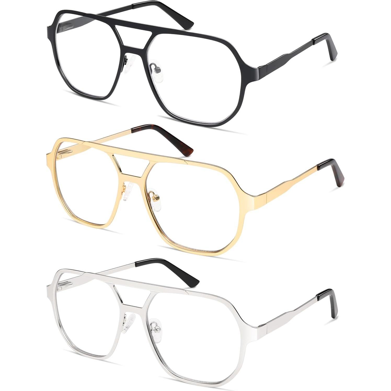 Gafas de Lectura AMOMOMA Retro Aviador con Filtro Azul