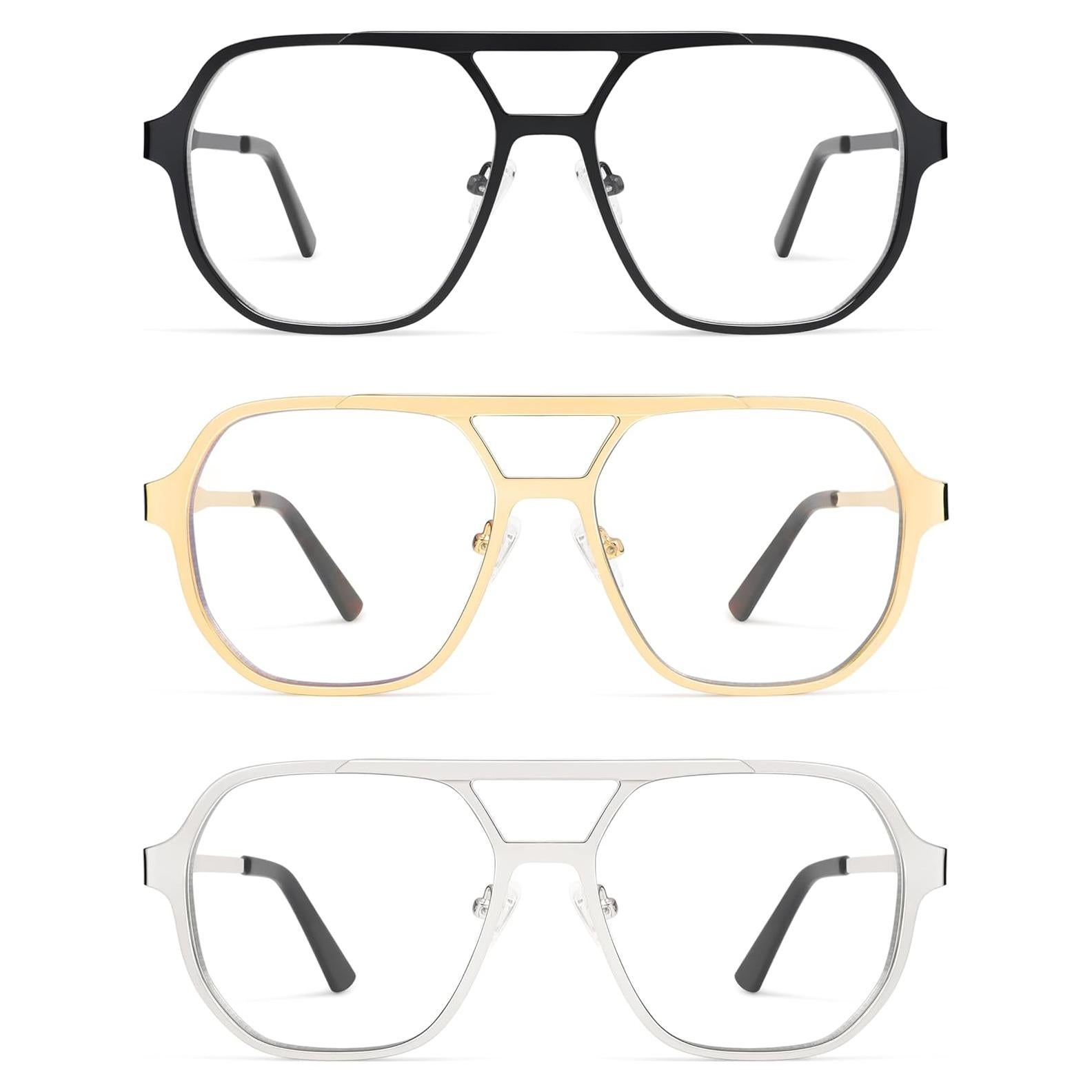 Gafas de Lectura AMOMOMA Retro Aviador Filtro Luz Azul 3 Pzas