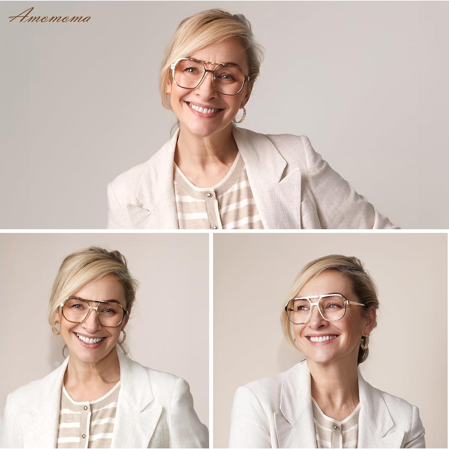 Gafas de Lectura AMOMOMA Retro Aviador Filtro Luz Azul 3 Pzas