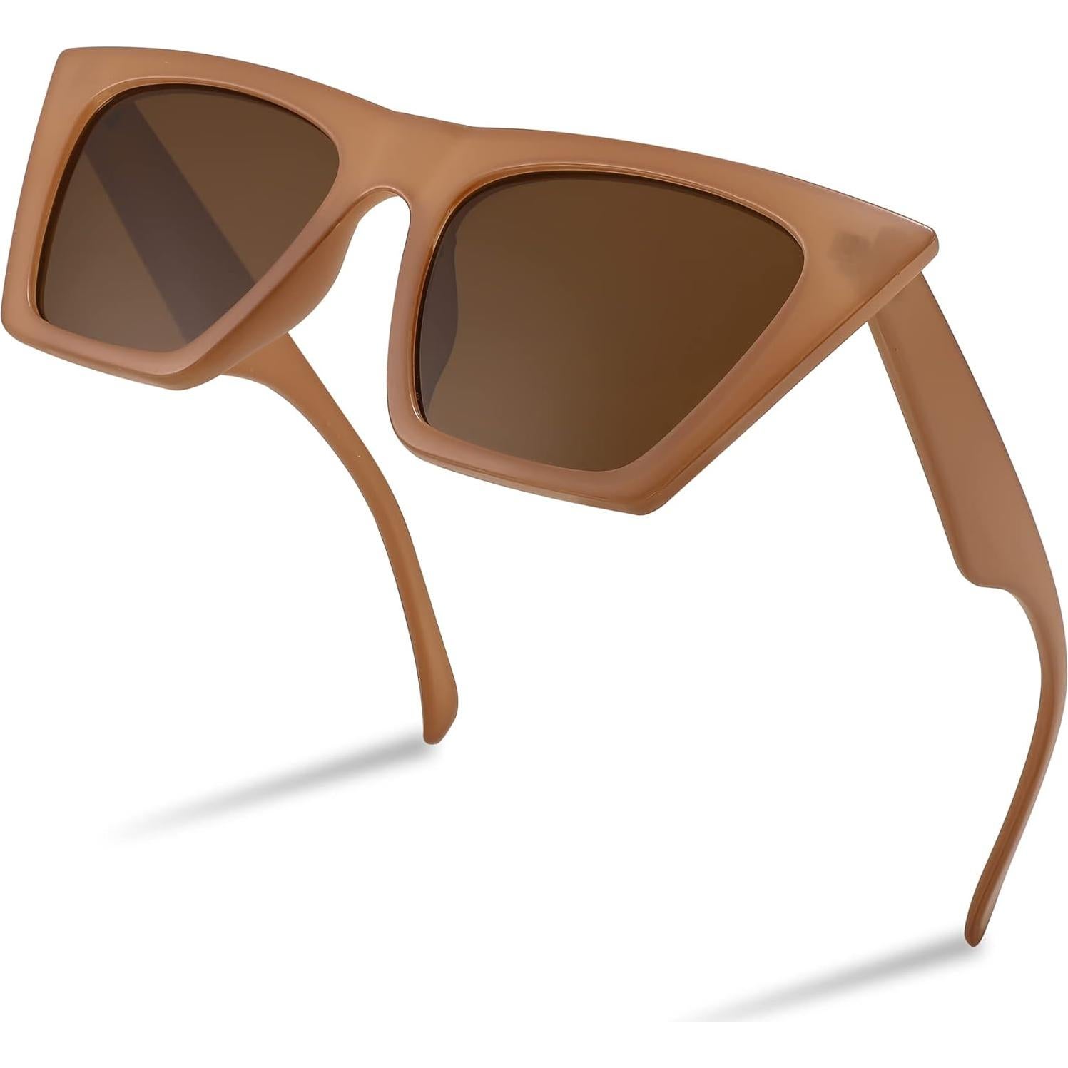 Gafas de sol cuadradas FEISEDY UV400 para mujer marrón