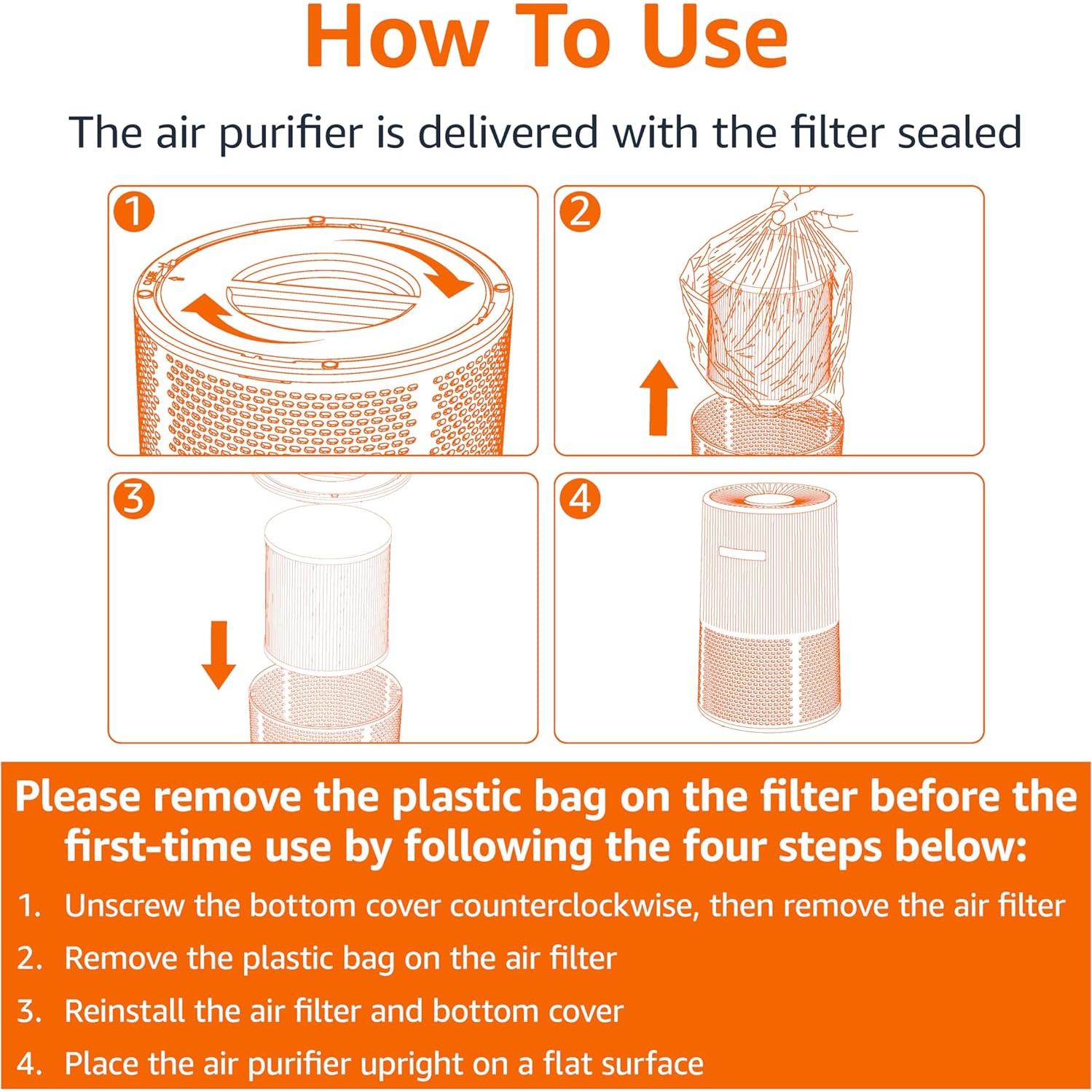 Purificador de Aire Amazon Basics AC2224A 3 Etapas 99 m²