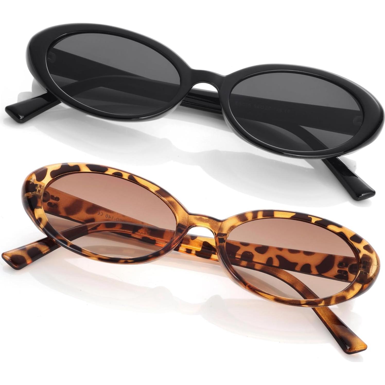 Gafas de sol ovaladas vintage Onrtry UV400 unisex paquete de 2