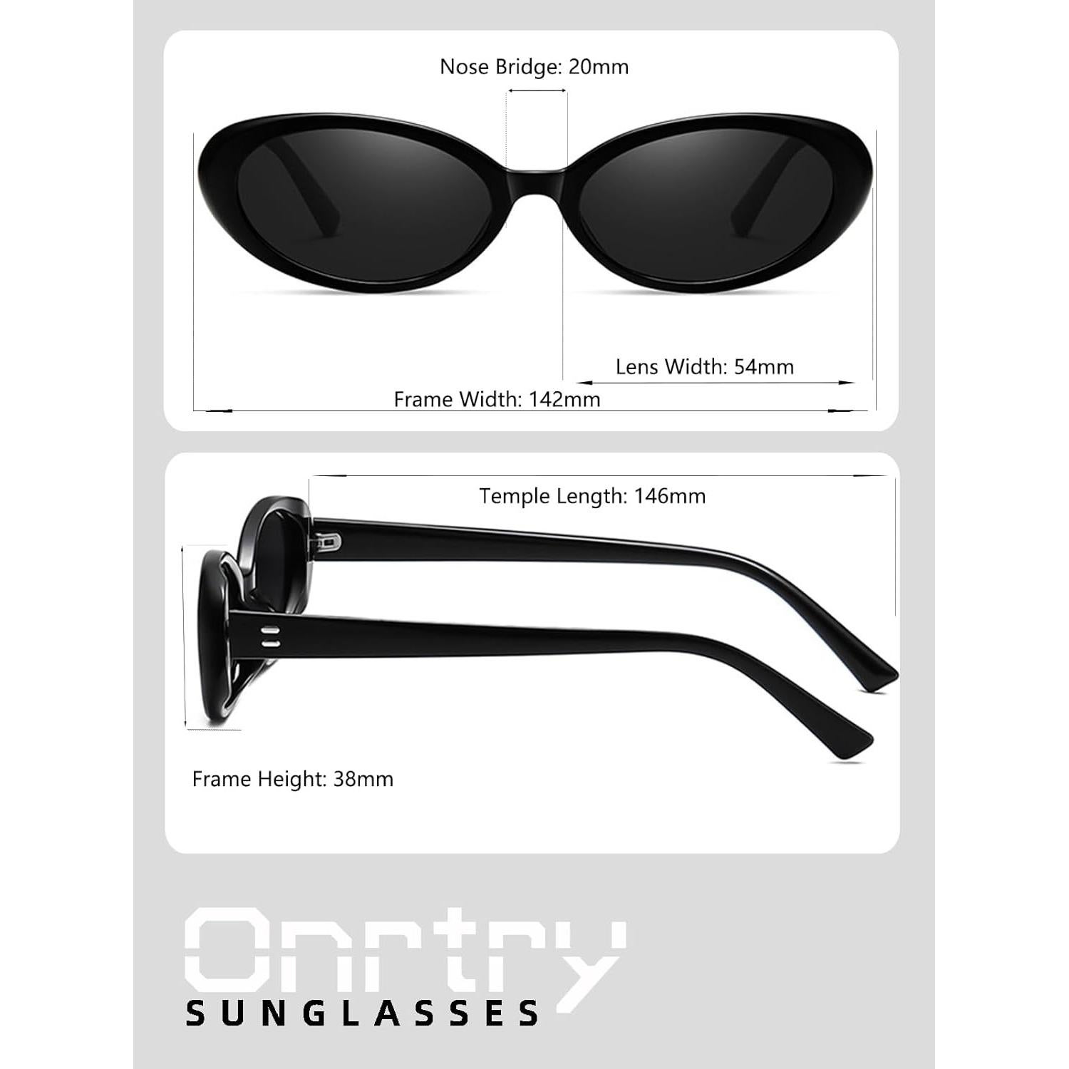 Gafas de sol ovaladas vintage Onrtry UV400 unisex paquete de 2