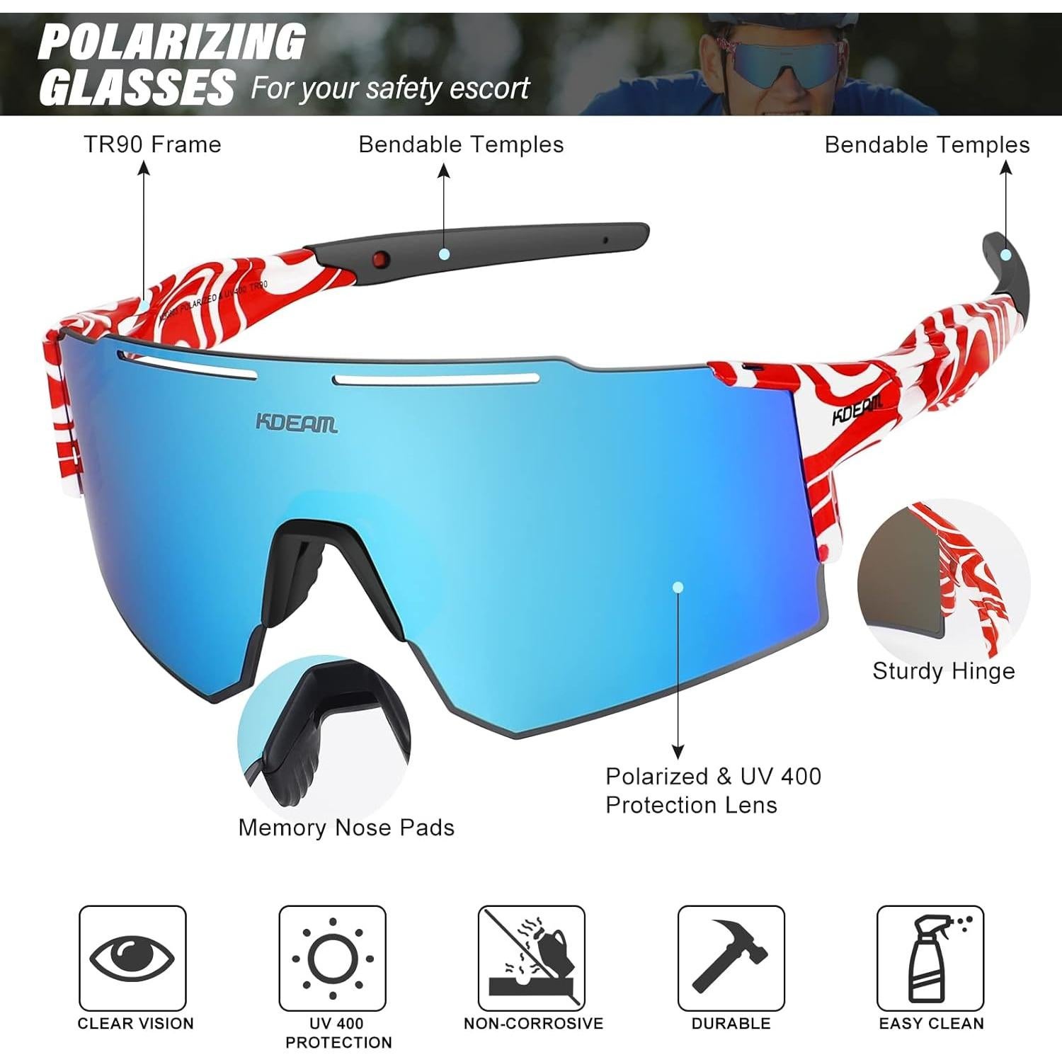 Gafas de sol deportivas ALSUZYIOT UV400 unisex ligeras