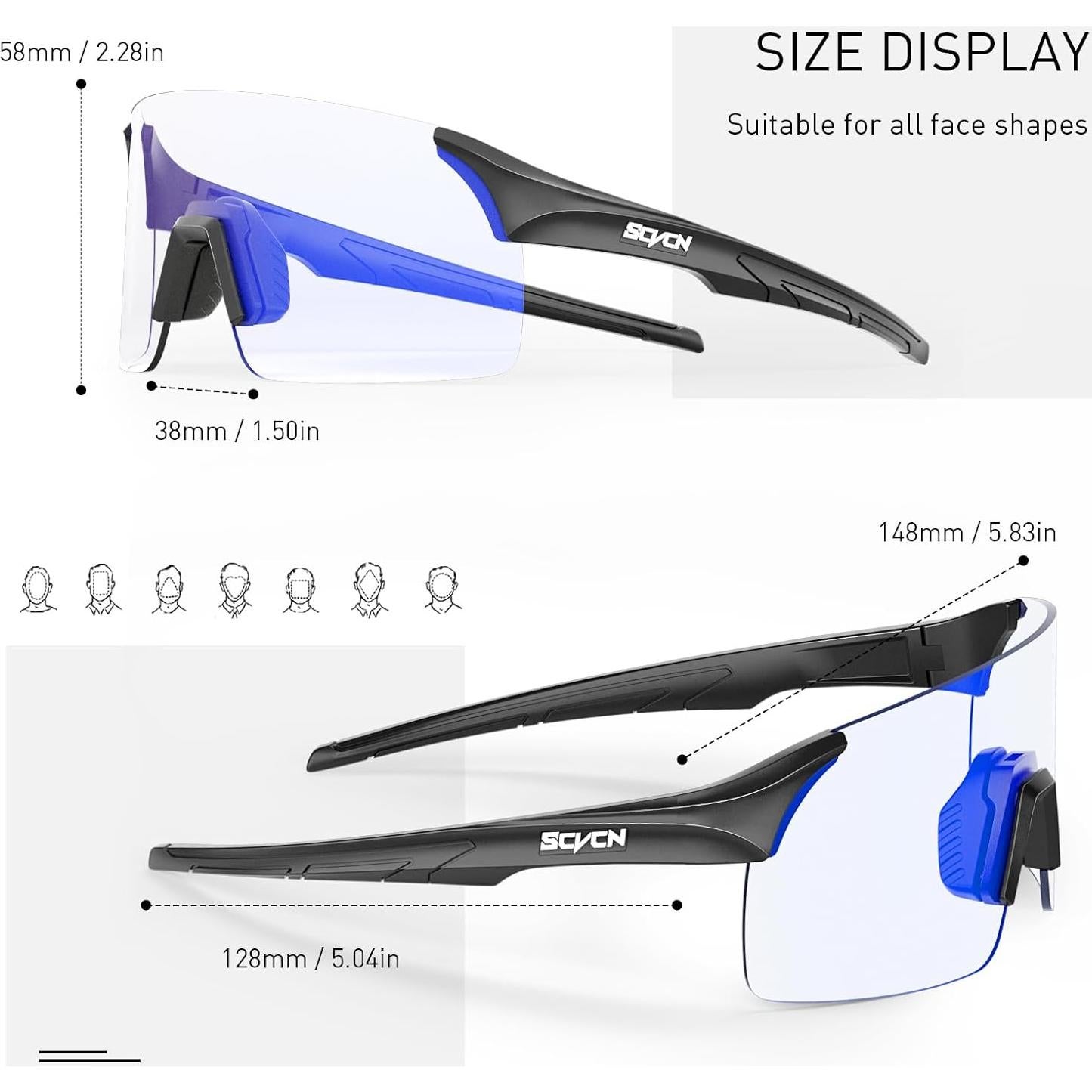 Gafas de Ciclismo Fotocromáticas SCVCN UV400 Ajustables