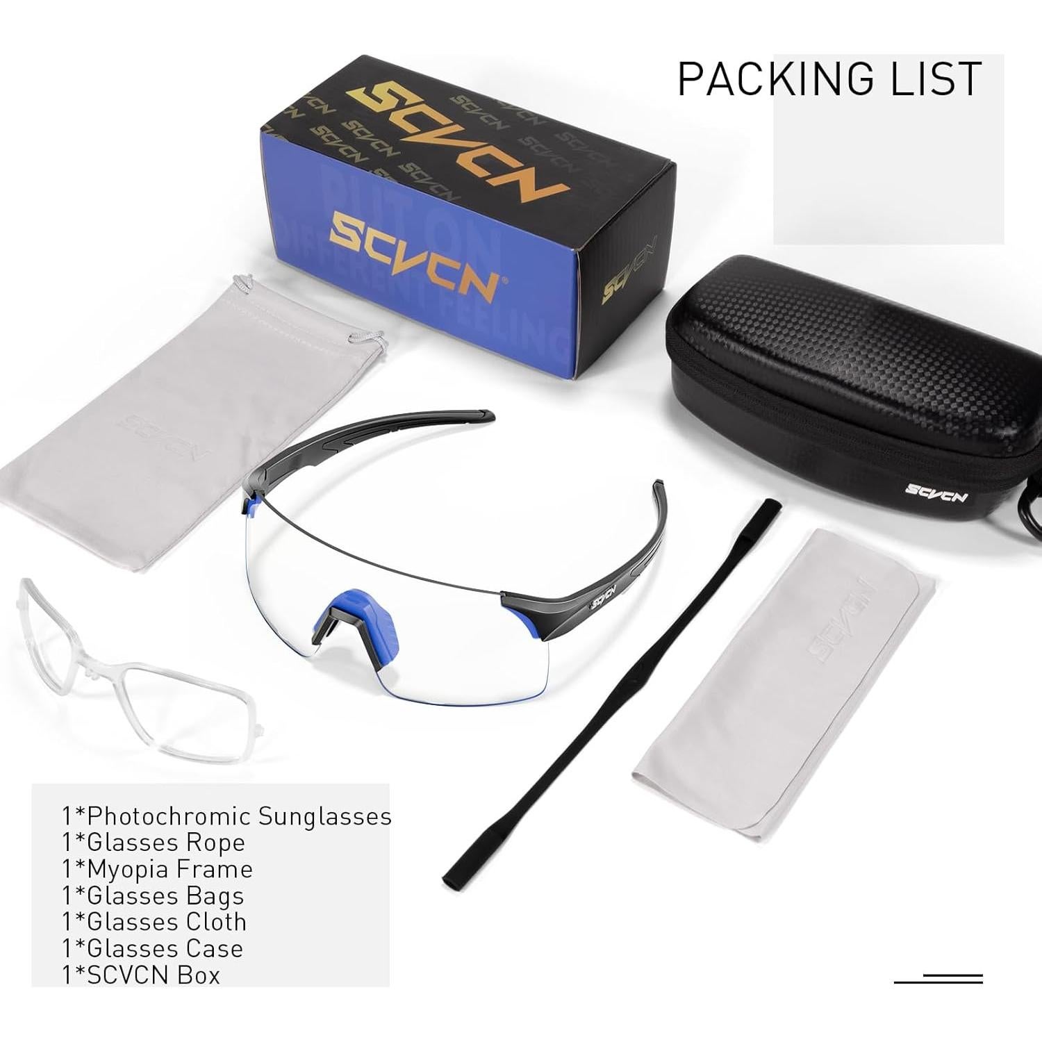 Gafas de Ciclismo Fotocromáticas SCVCN UV400 Ajustables