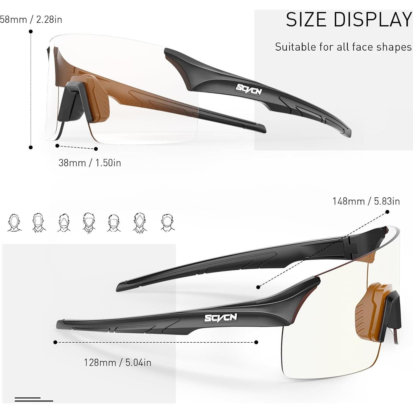 Gafas de Ciclismo SCVCN Fotocromáticas UV400 Sin Marco
