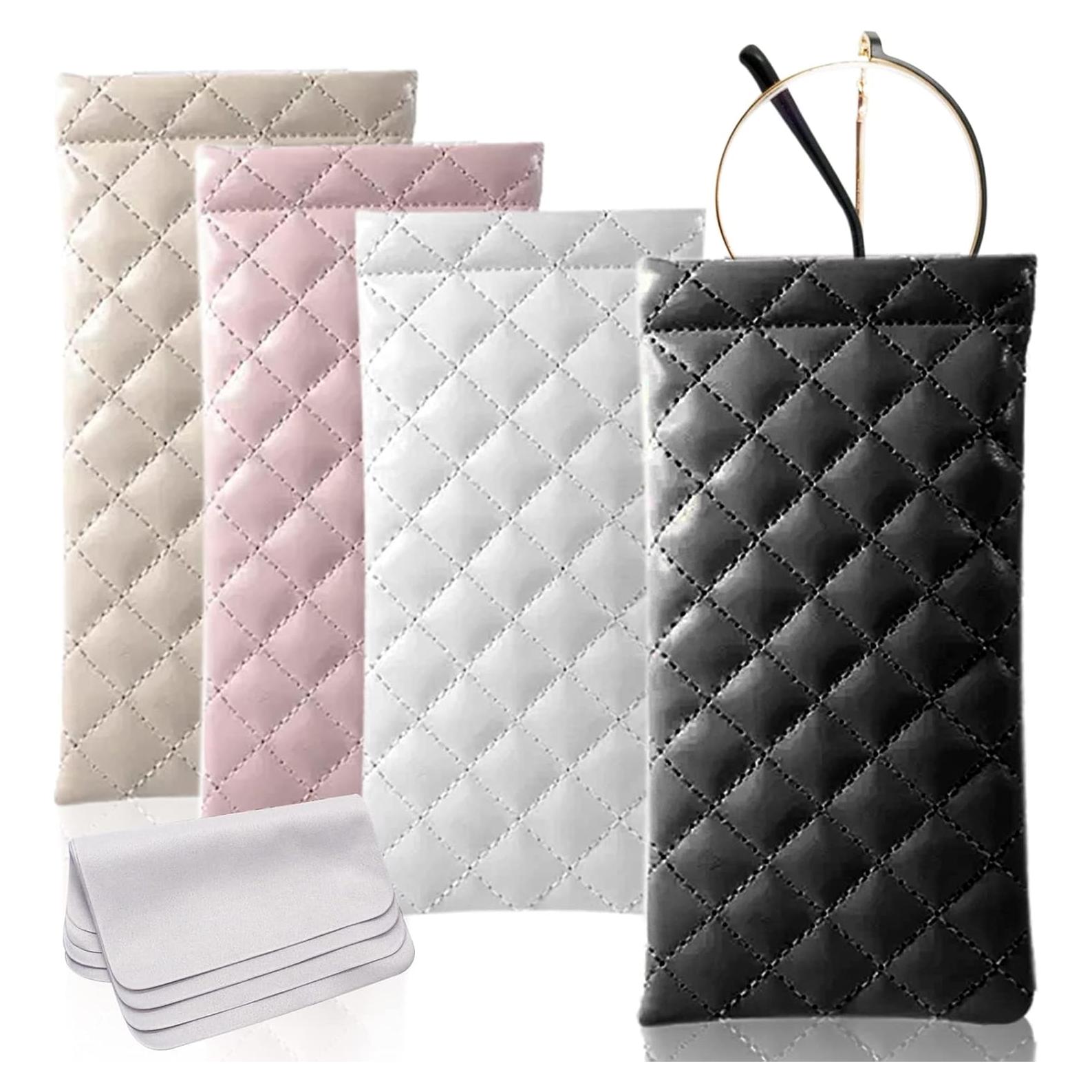 Estuche para Gafas 4 Pcs Cuero Suave con Paño de Limpieza