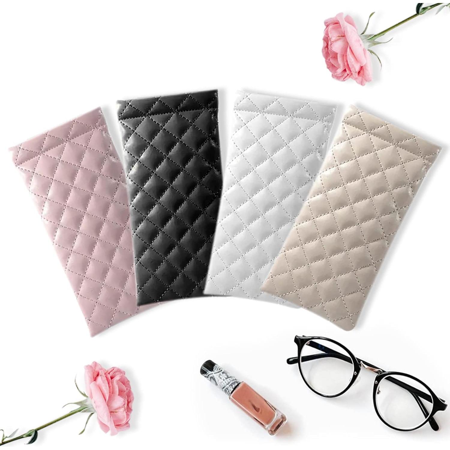 Estuche para Gafas 4 Pcs Cuero Suave con Paño de Limpieza