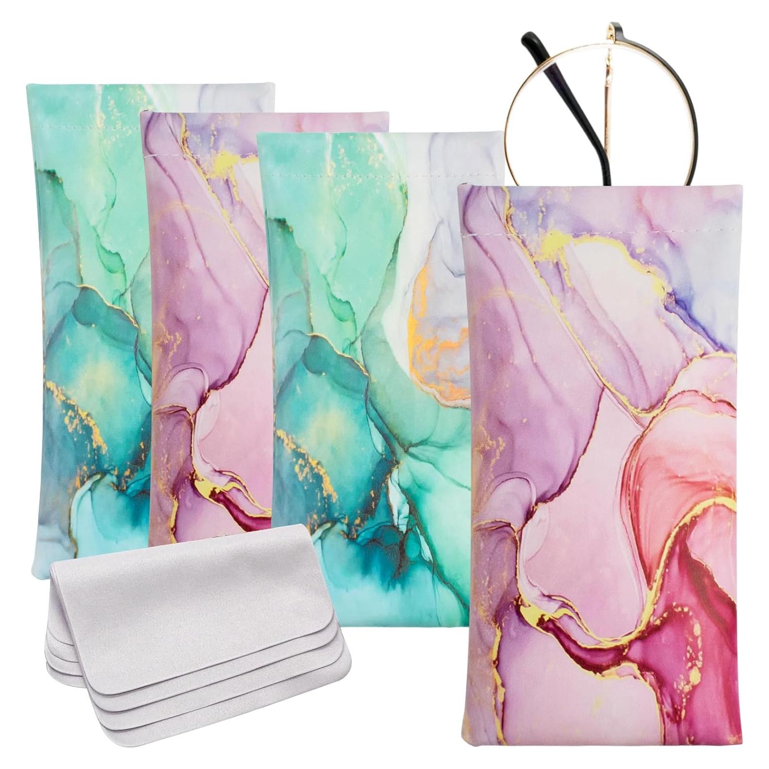 Estuche para Gafas 4 Pcs Cuero Suave con Paño de Limpieza