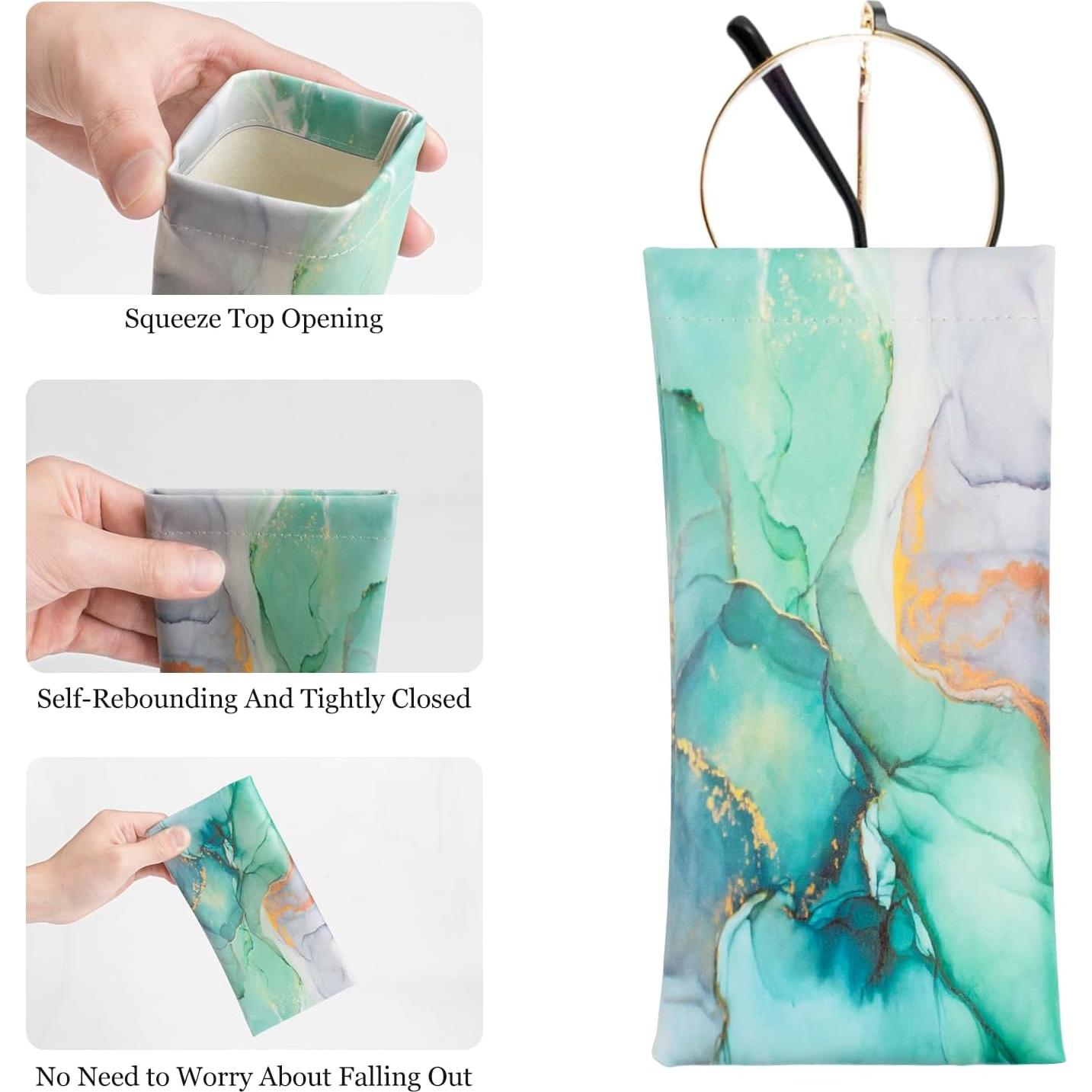 Estuche para Gafas 4 Pcs Cuero Suave con Paño de Limpieza