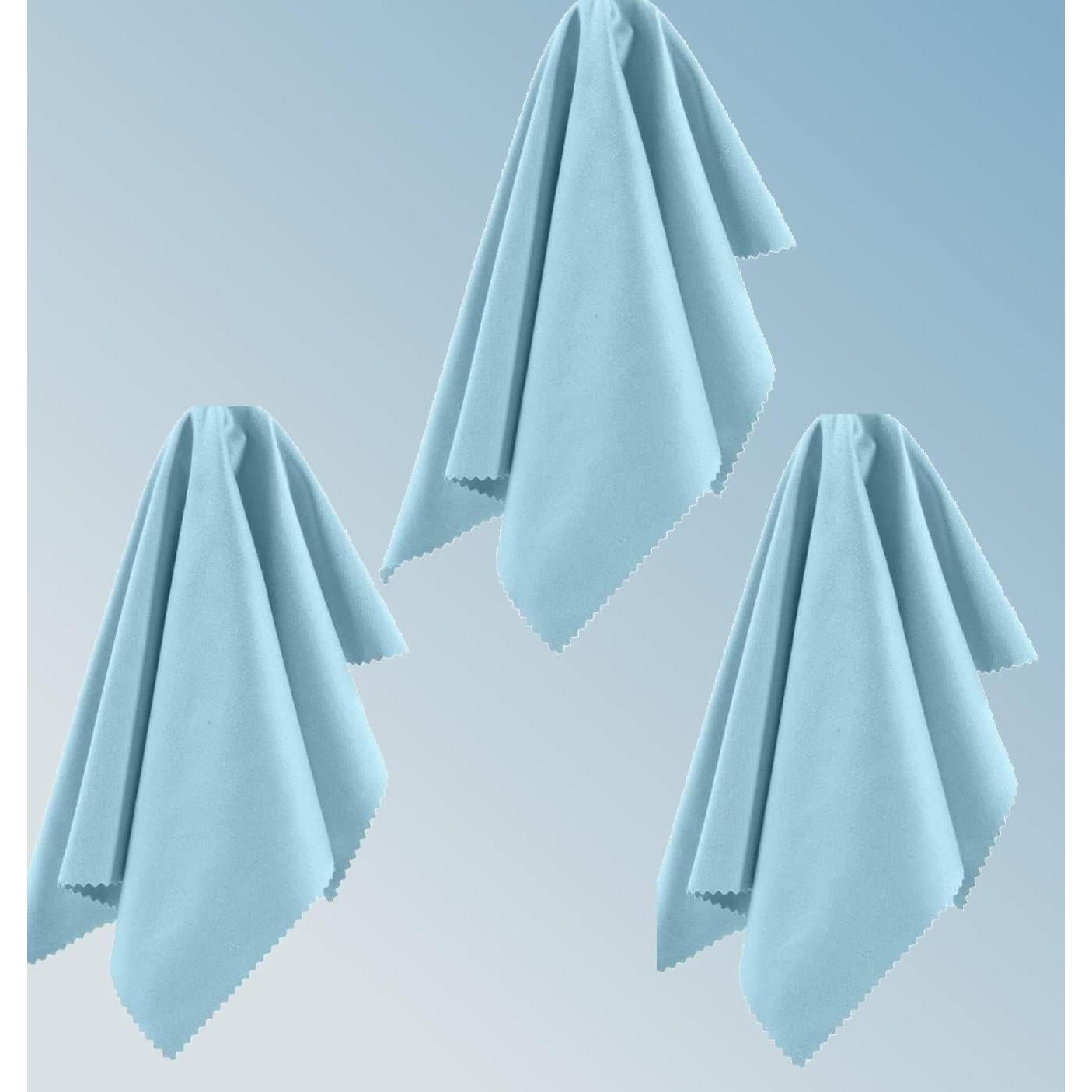 Paquete de 3 Paños Microfibra Azul Claro 30x30 cm para Limpieza