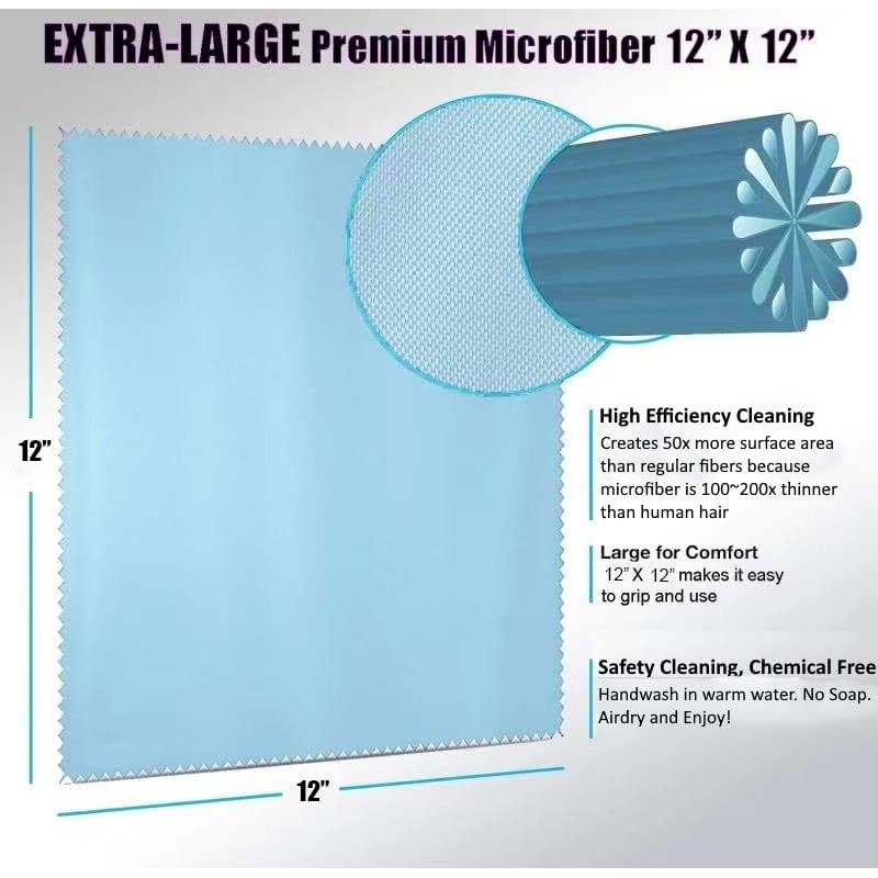 Paquete de 3 Paños Microfibra Azul Claro 30x30 cm para Limpieza