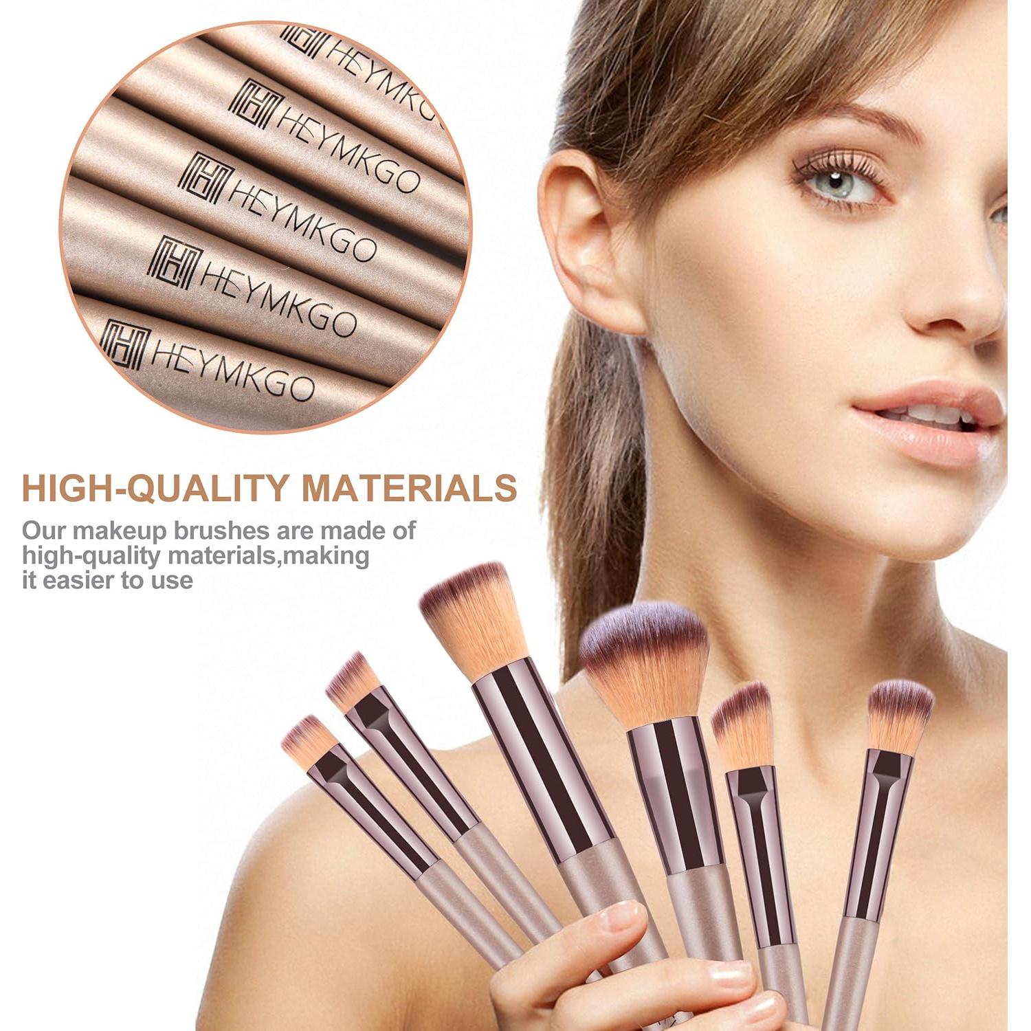 Juego de Brochas de Maquillaje HEYMKGO 15PCS Champagne Gold