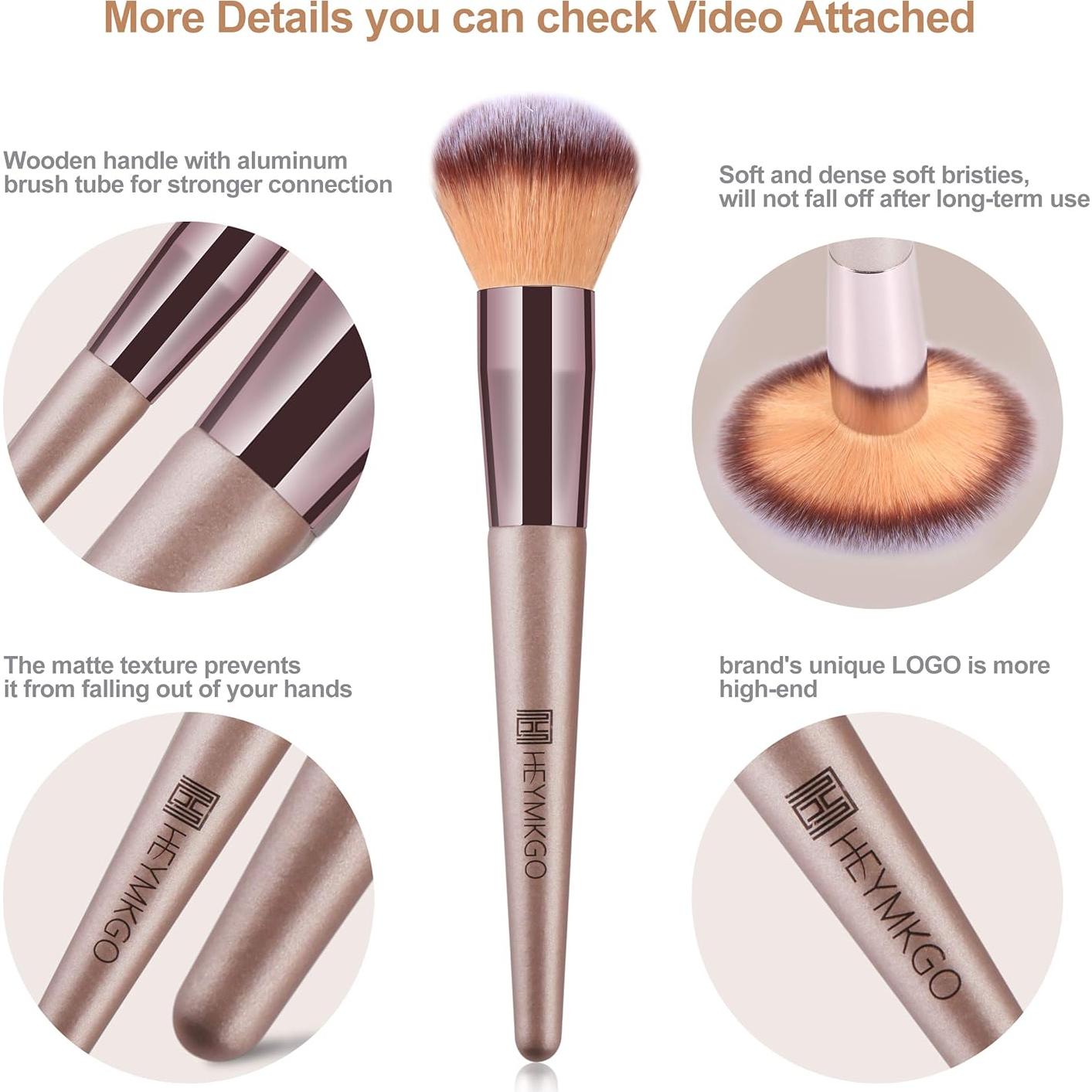 Juego de Brochas de Maquillaje HEYMKGO 15PCS Champagne Gold