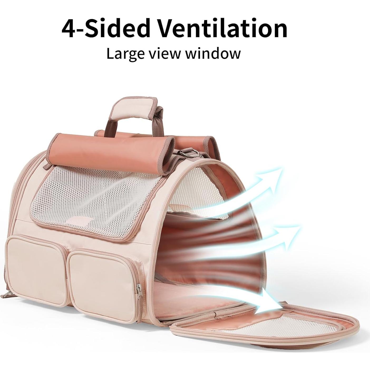 Transportín FUKUMARU Rosa para Gatos y Perros Pequeños